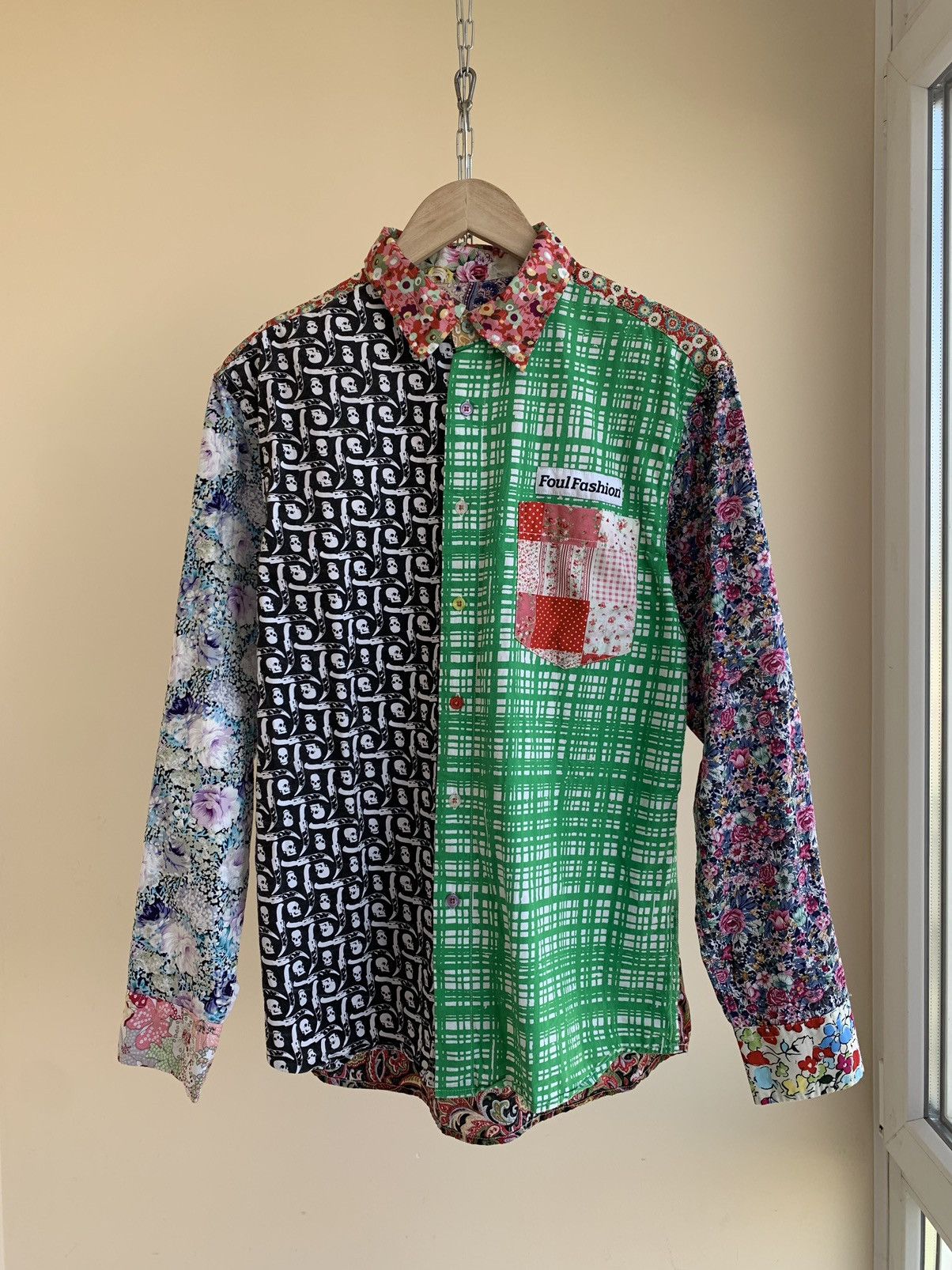 Japanese Brand Foul Fashion Ugly Patchwork Crazy Print Button Up L/S Shirt Size US L / EU 52-54 / 3 - 1 Thumbnail