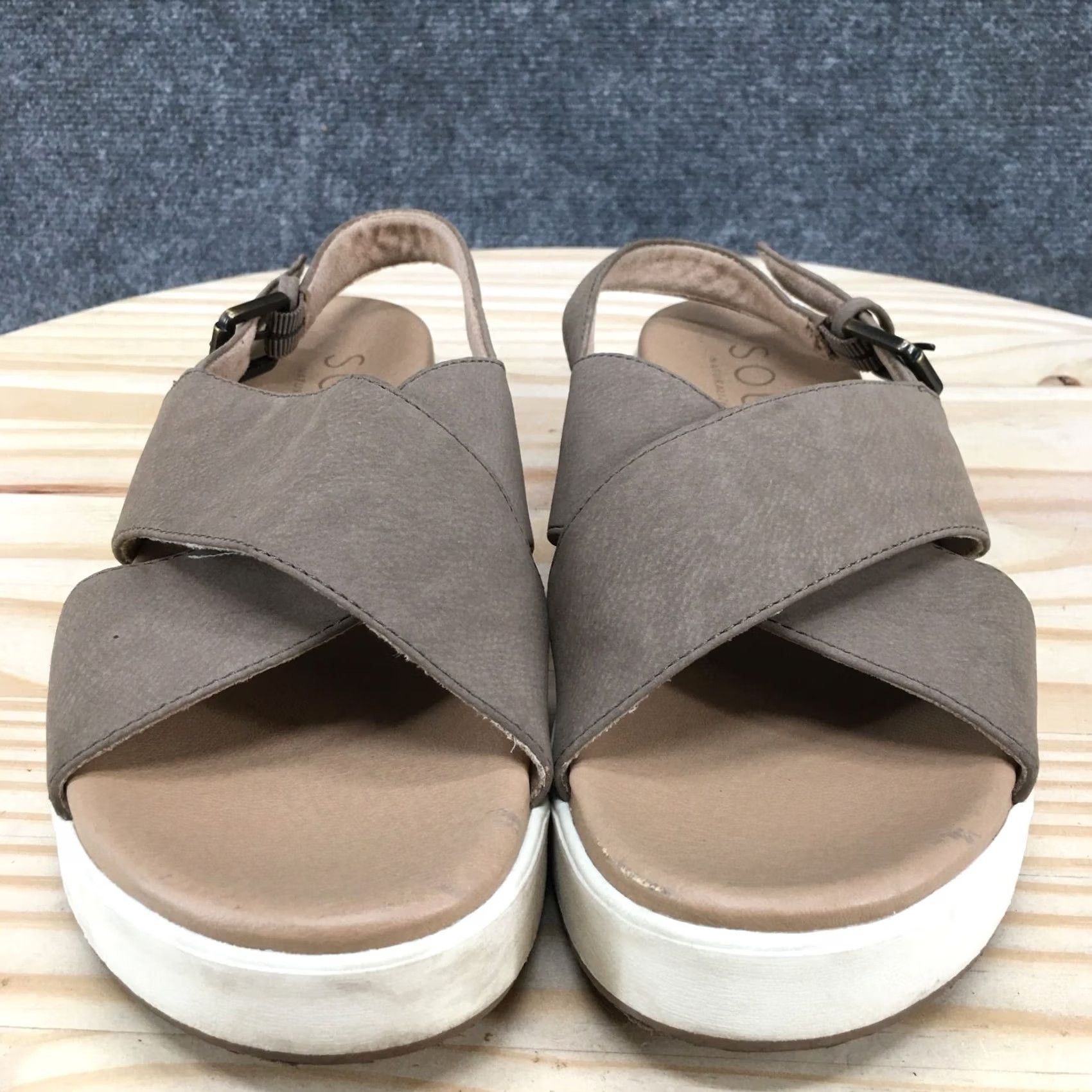 Vintage SOUL Naturalizer Sandal Womens 8.5 M Honor Wedge Cross Strap Slingback Brown Size US 9 / IT 39 - 7 Thumbnail