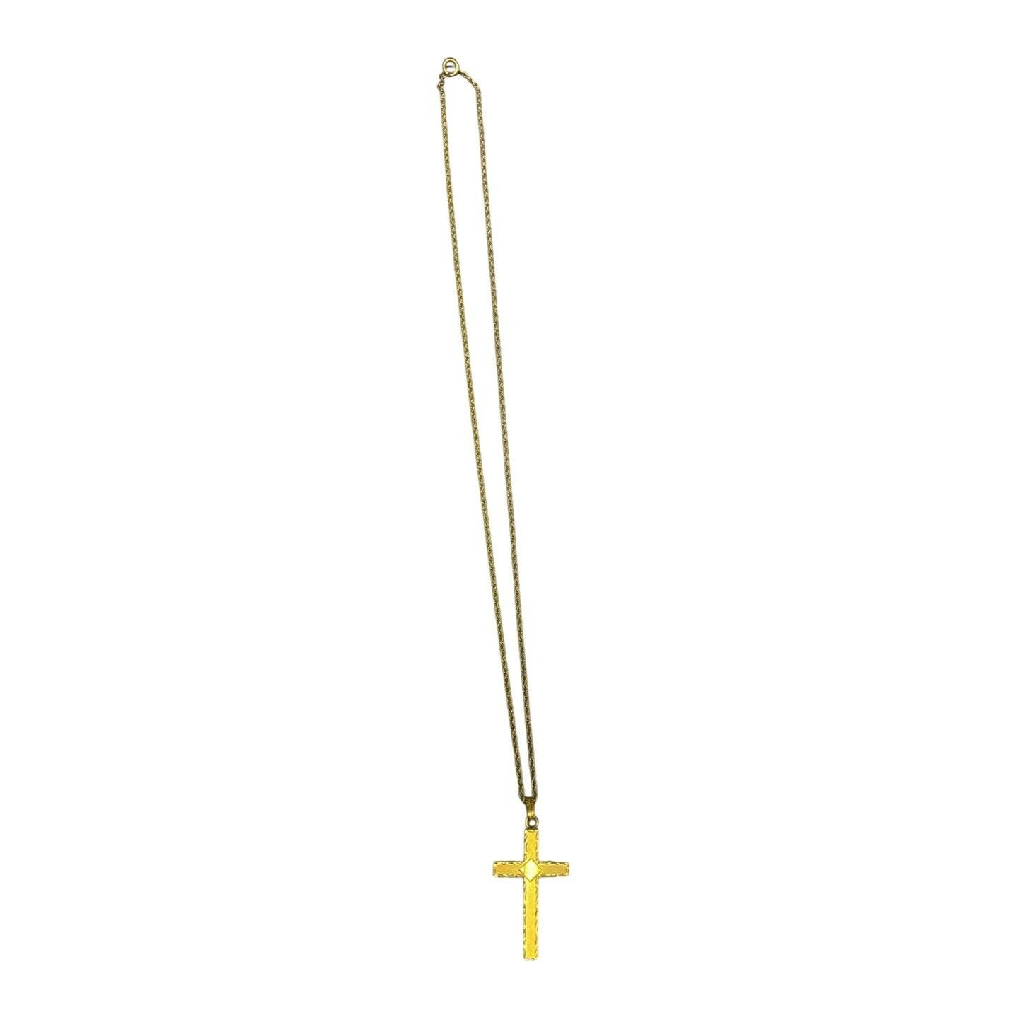 Other Vintage 1/20 12K Gold Filled Etched Cross Pendant Necklace W Size ONE SIZE - 2 Thumbnail