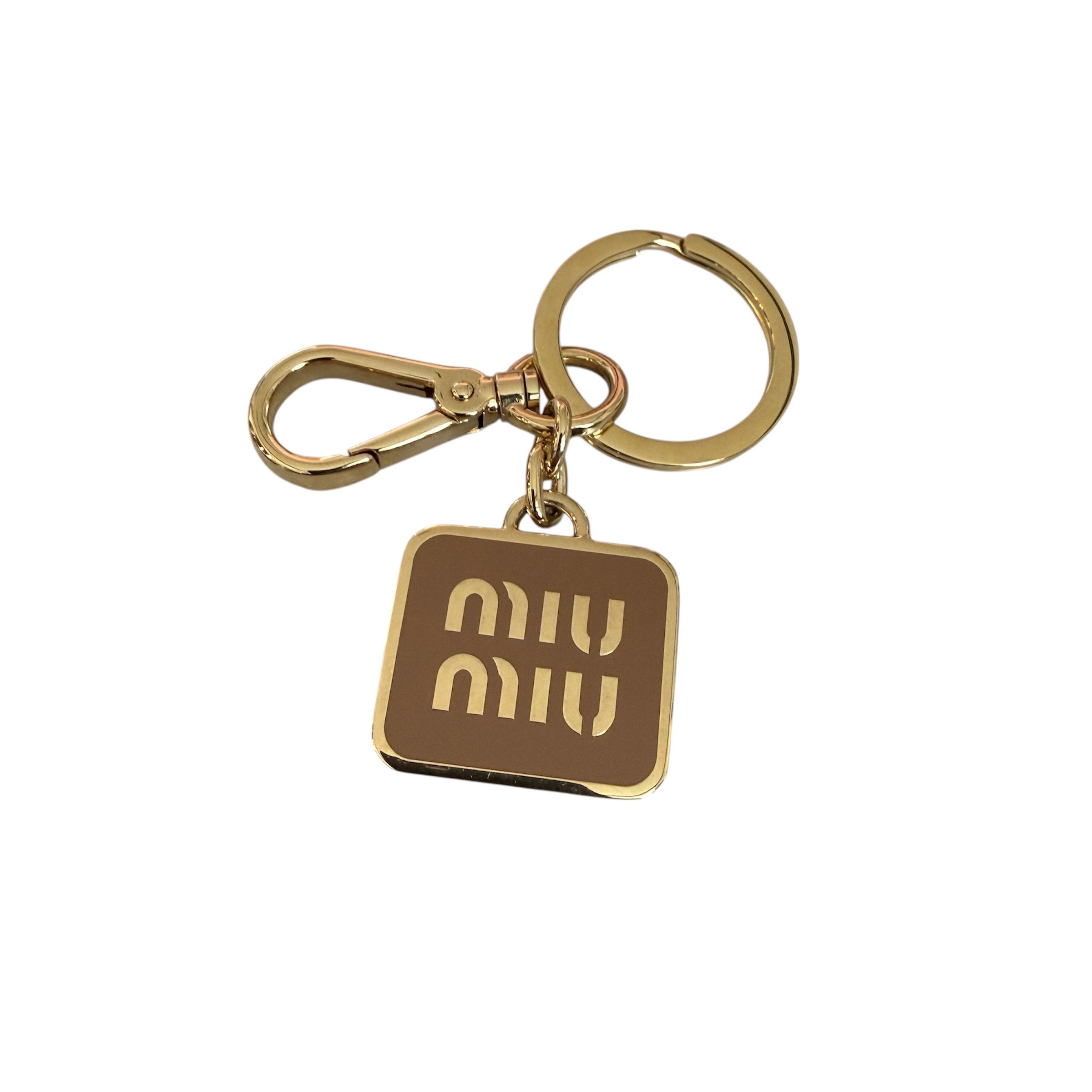 Miu Miu Miu Miu 5PS066 Metal Key Chain Logo, gold and caramel in box Size ONE SIZE - 1 Thumbnail