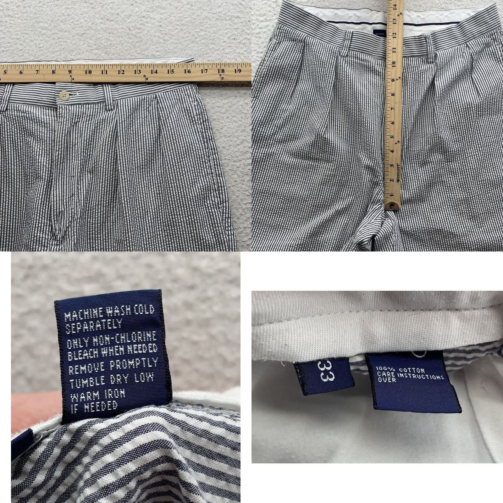 Vintage Polo Golf Shorts Mens 33 Gray White Stripe 9" Fairway Dad Preppy Size US XS / EU 42 / 0 - 8 Thumbnail
