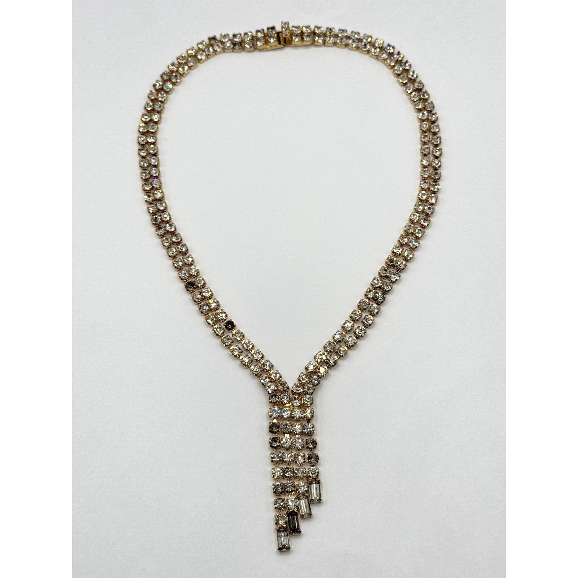 Vintage Vintage rhinestone chain gold tone waterfall tassel necklace Size ONE SIZE - 2 Thumbnail