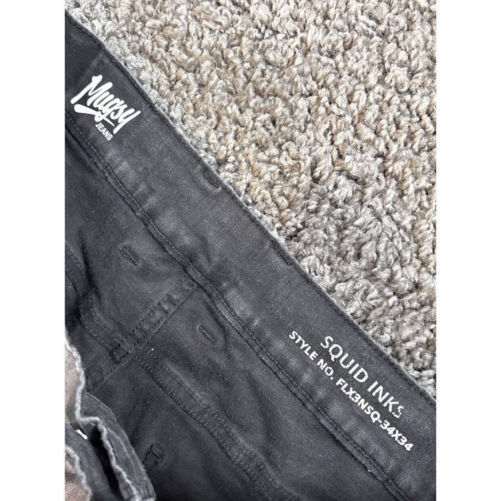 Denime Mugsy Jeans Mens 32x33 Black Dark Wash Denim Straight Stretch FLX3NSQ Jeans Regular 90s City College Mugsy Brand Mens Black Size US 32 / EU 48 - 5 Thumbnail