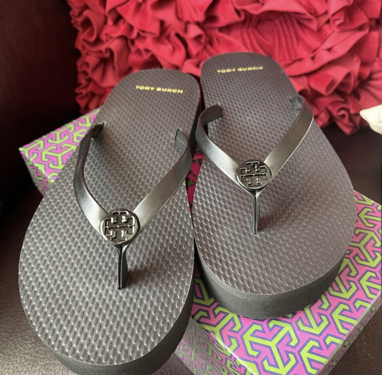 Tory Burch NWT Tory Burch Thin leather Strap Black Platform Flip Flop Size US 6 / IT 36 - 4 Thumbnail