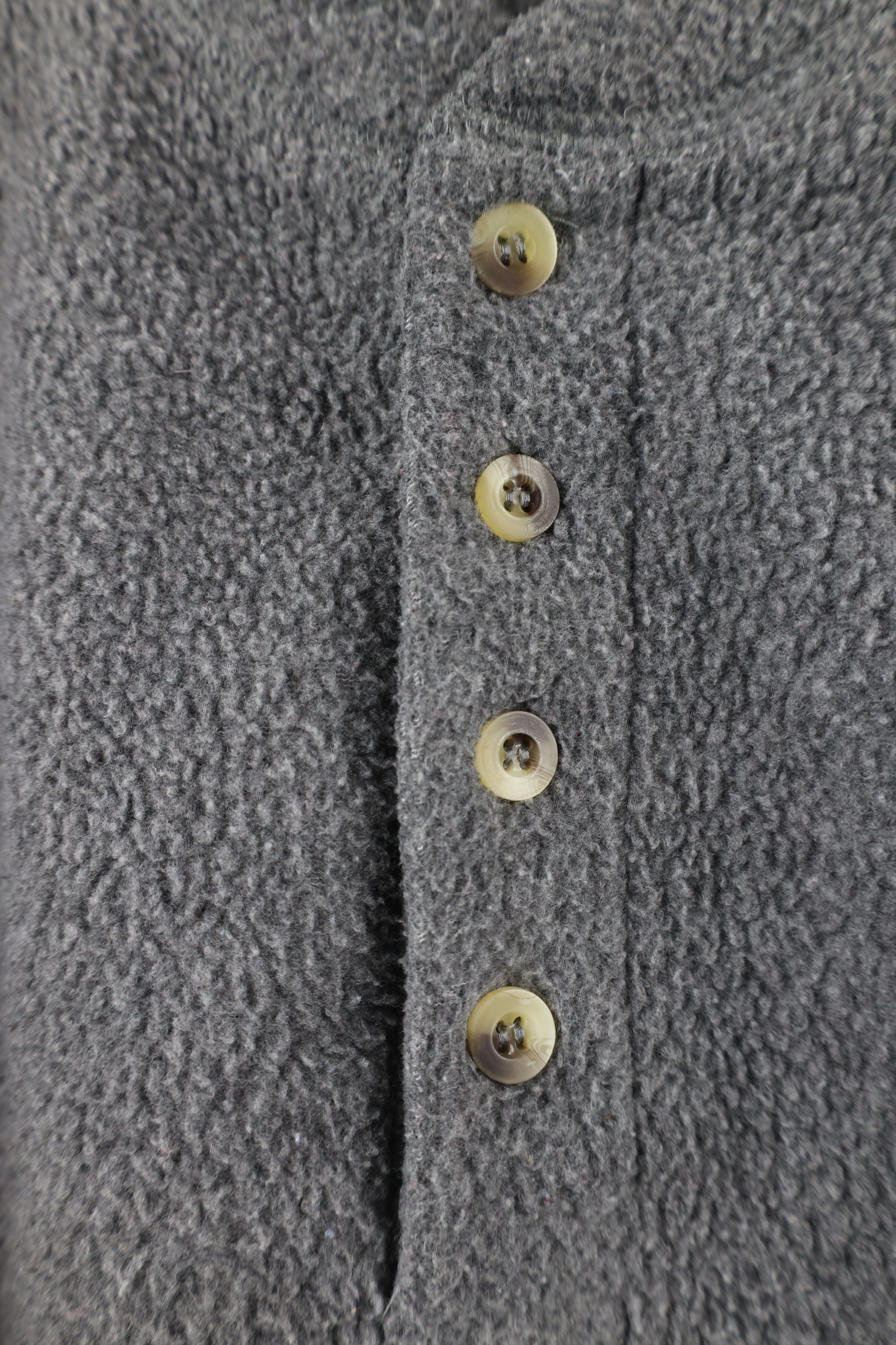 Vintage Vintage 90s Streetwear Blank Fleece Henley Sweater Gray Size US L / EU 52-54 / 3 - 5 Thumbnail