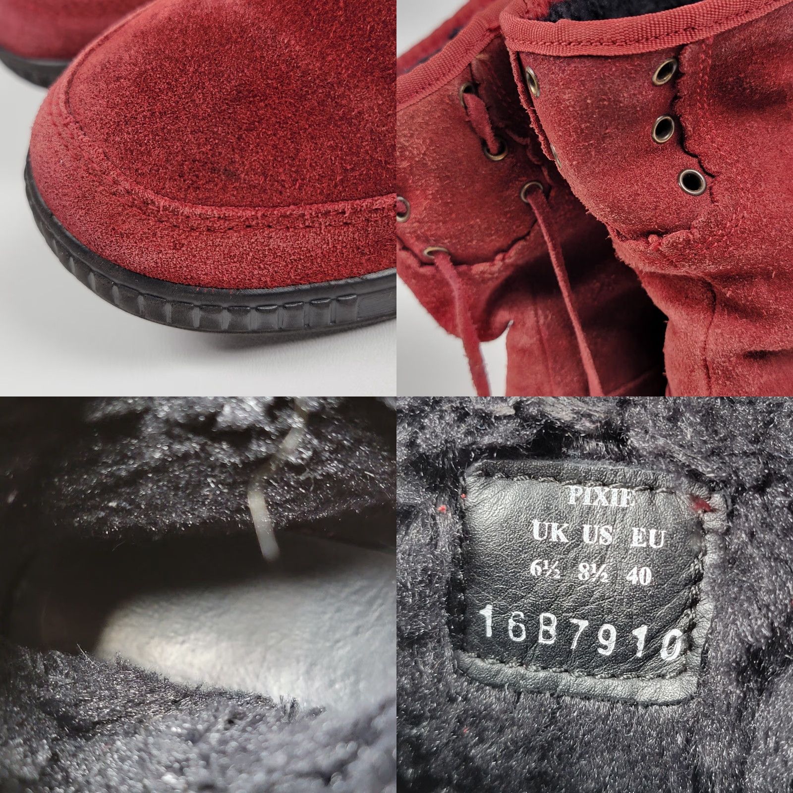 Vintage MINT Hotter Pixie Red Suede Fur Lined Ankle Boots US 8.5 EUR 40 Womens Casual Pull On 1" Heel Red Suede Fur Lined Ankle Boots Size US 9 / IT 39 - 9 Thumbnail