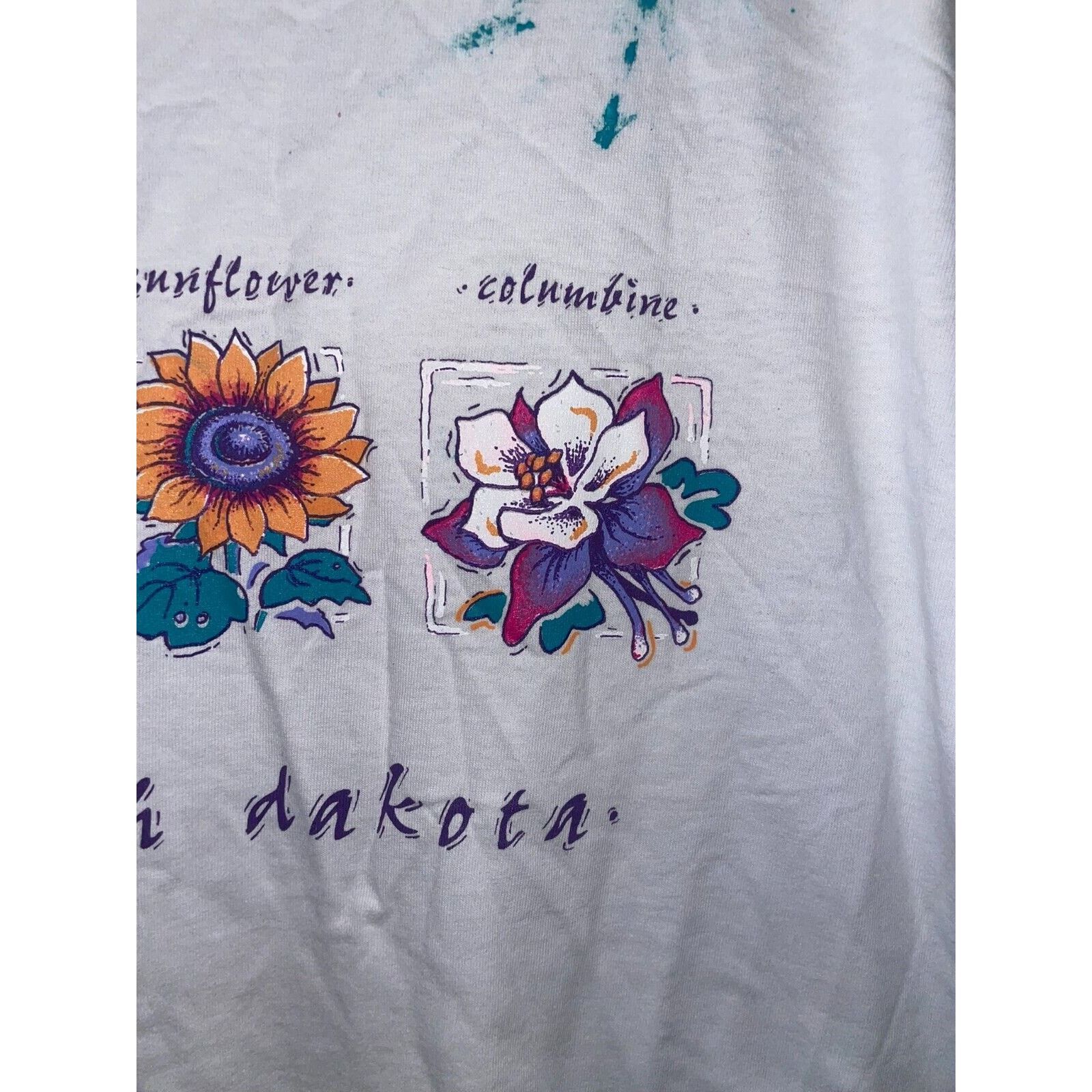 Jerzees Vintage Misprint Shirt South Dakota Flowers White Test Print Size US M / EU 48-50 / 2 - 4 Thumbnail