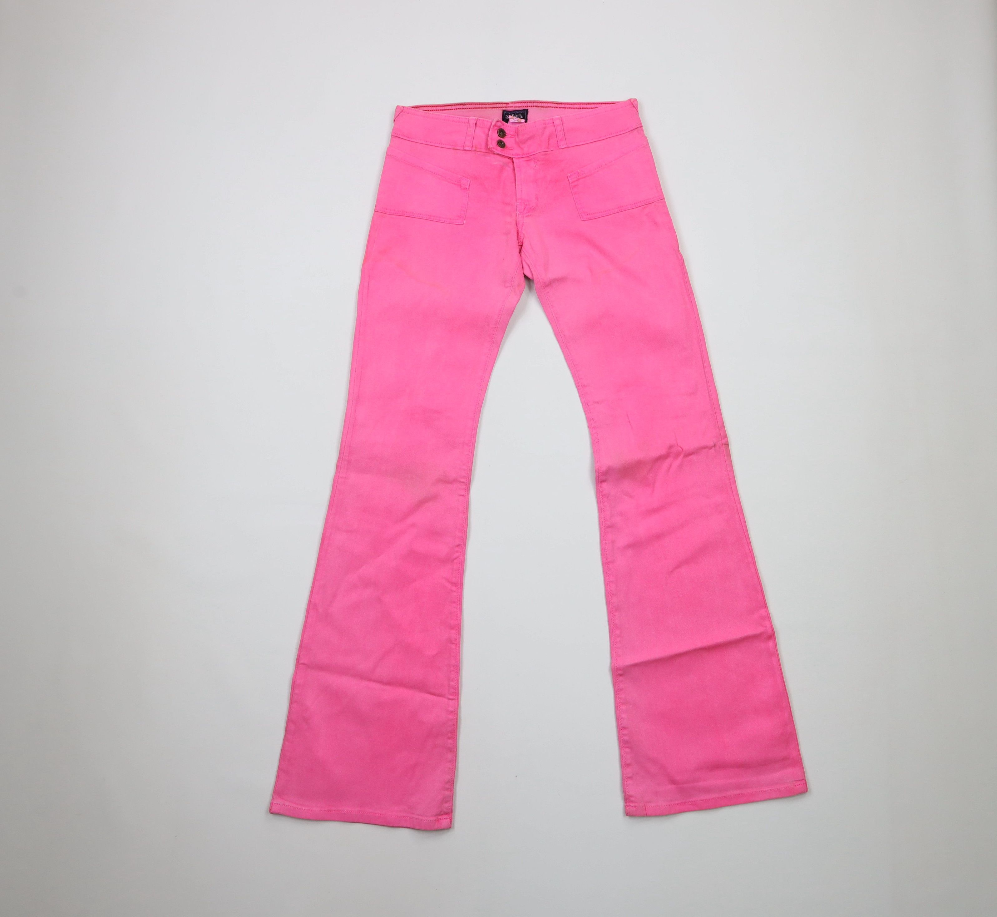 Vintage × Von Dutch Vintage Y2K Von Dutch Wide Leg Flared Stretch Jeans Pink USA Size 27" / US 4 / IT 40 - 1 Thumbnail