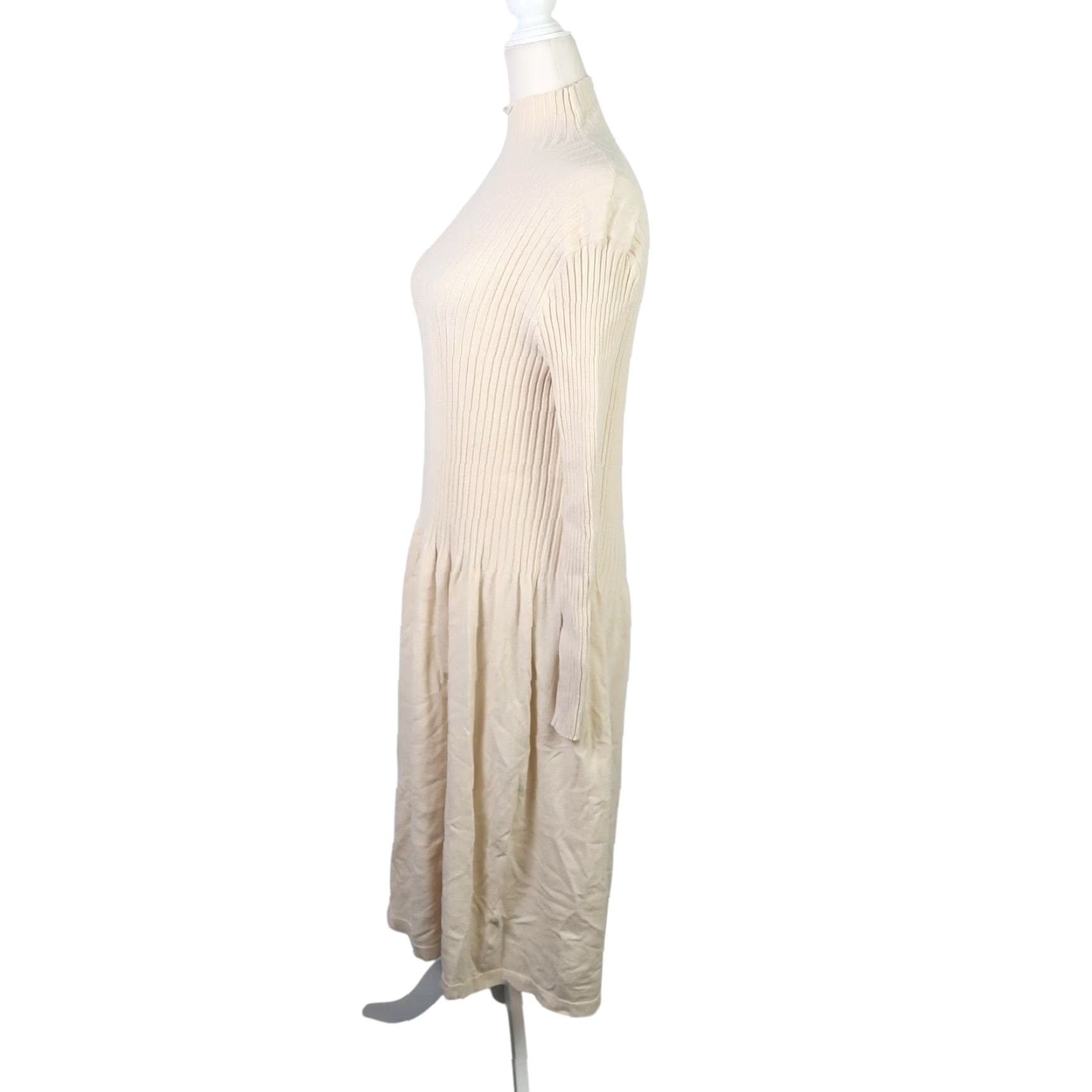 Vintage Listicle dress M cream rib knit mockneck sweater midi Size M / US 6-8 / IT 42-44 - 3 Thumbnail