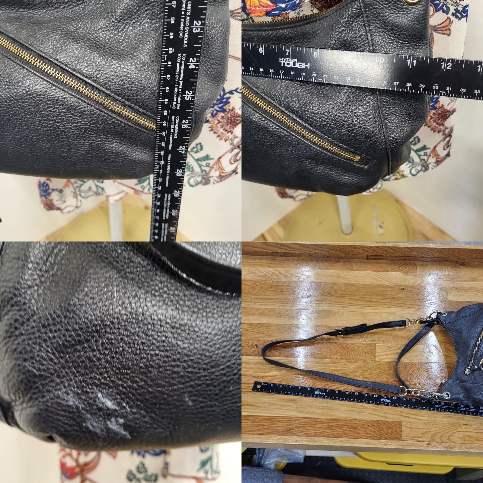 Vintage Michael Kors Pebbled Leather Purse Black Hobo Handbag Crossbody Strap Leather MK Bag Size ONE SIZE - 9 Thumbnail
