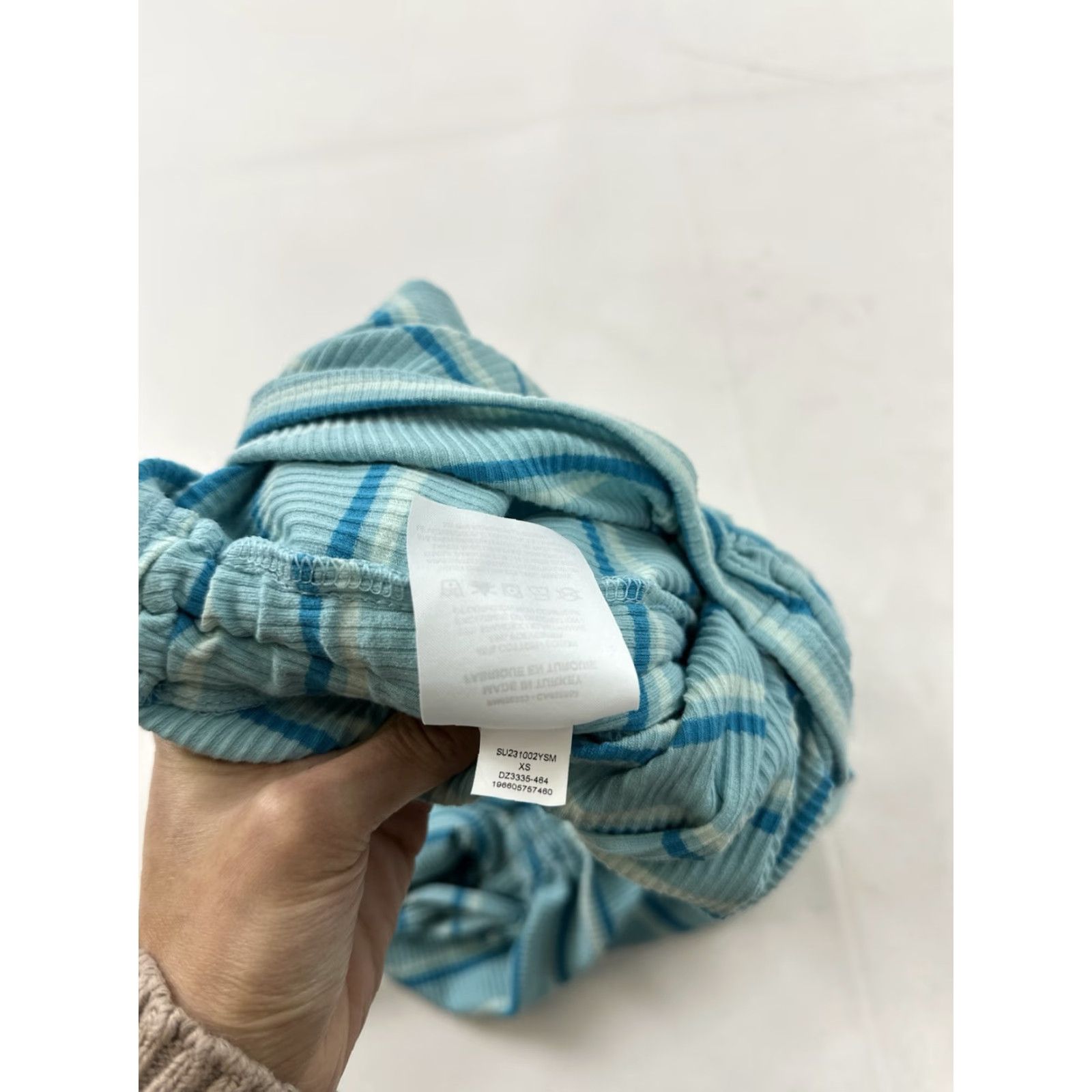 Nike VINTAGE Nike Air Jordan Dress Women’s XS Blue One Shoulder Ribbed Striped Casual Mini Size XS / US 0-2 / IT 36-38 - 5 Thumbnail