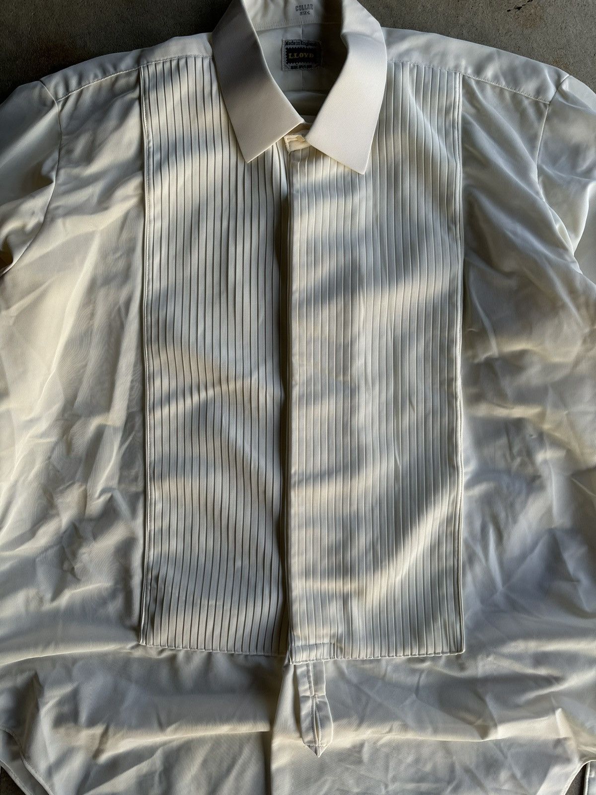 Vintage Crazy 70s Lloyd Made In England Cream White Poly Button Up Size US L / EU 52-54 / 3 - 4 Thumbnail