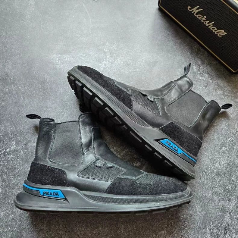 Prada PRADA Black Blue Martin Boots Size 8.5-2506 Size US 8.5 / EU 41-42 - 4 Thumbnail