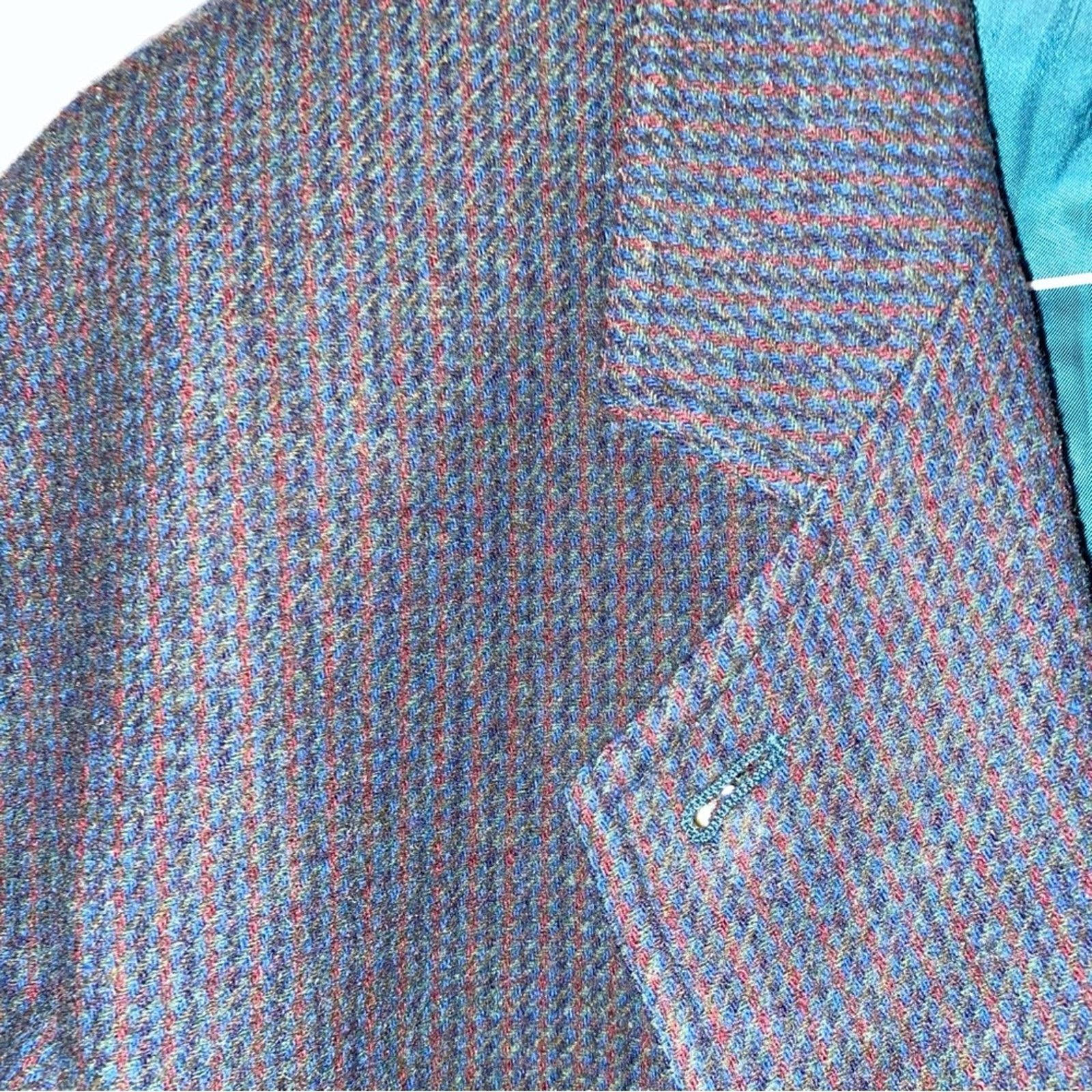 Missoni New MISSONI Italy Green + Brown Houndstooth Wool Blazer US12 Size XL / US 12-14 / IT 48-50 - 9 Thumbnail