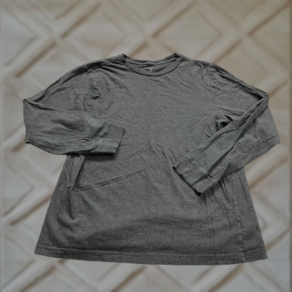 George George Casual Crew Neck T-Shirt Mens Large Gray Long Sleeve Cotton Regular Fit Size US L / EU 52-54 / 3 - 1 Thumbnail