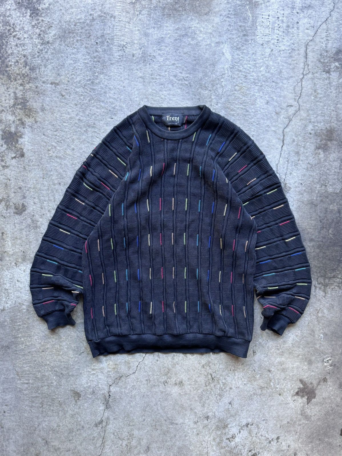 image of Crazy Vintage 90's Coogi Style 3D Knit Sweater in Black, Men's (Size XL)