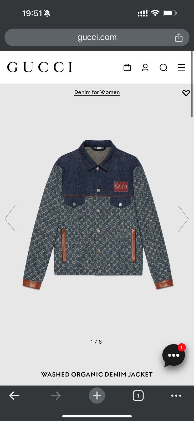 Gucci GUCCI WASHED ORGANIC DENIM JACKET Size US S / EU 44-46 / 1 - 5 Thumbnail