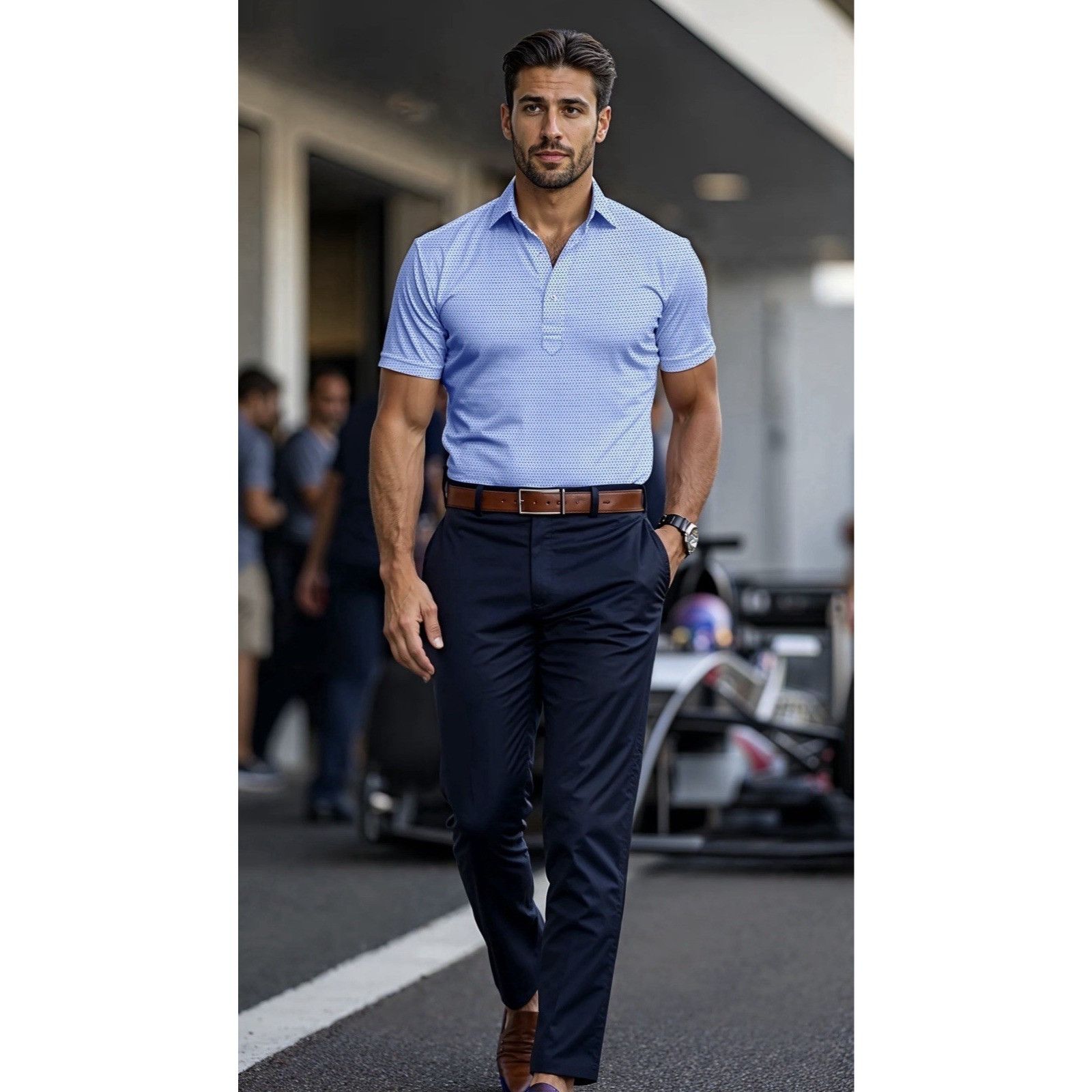 Other Collars & Co Semi-Spread Collar Polo In Turbo GT White-Blue Size US L / EU 52-54 / 3 - 12 Thumbnail
