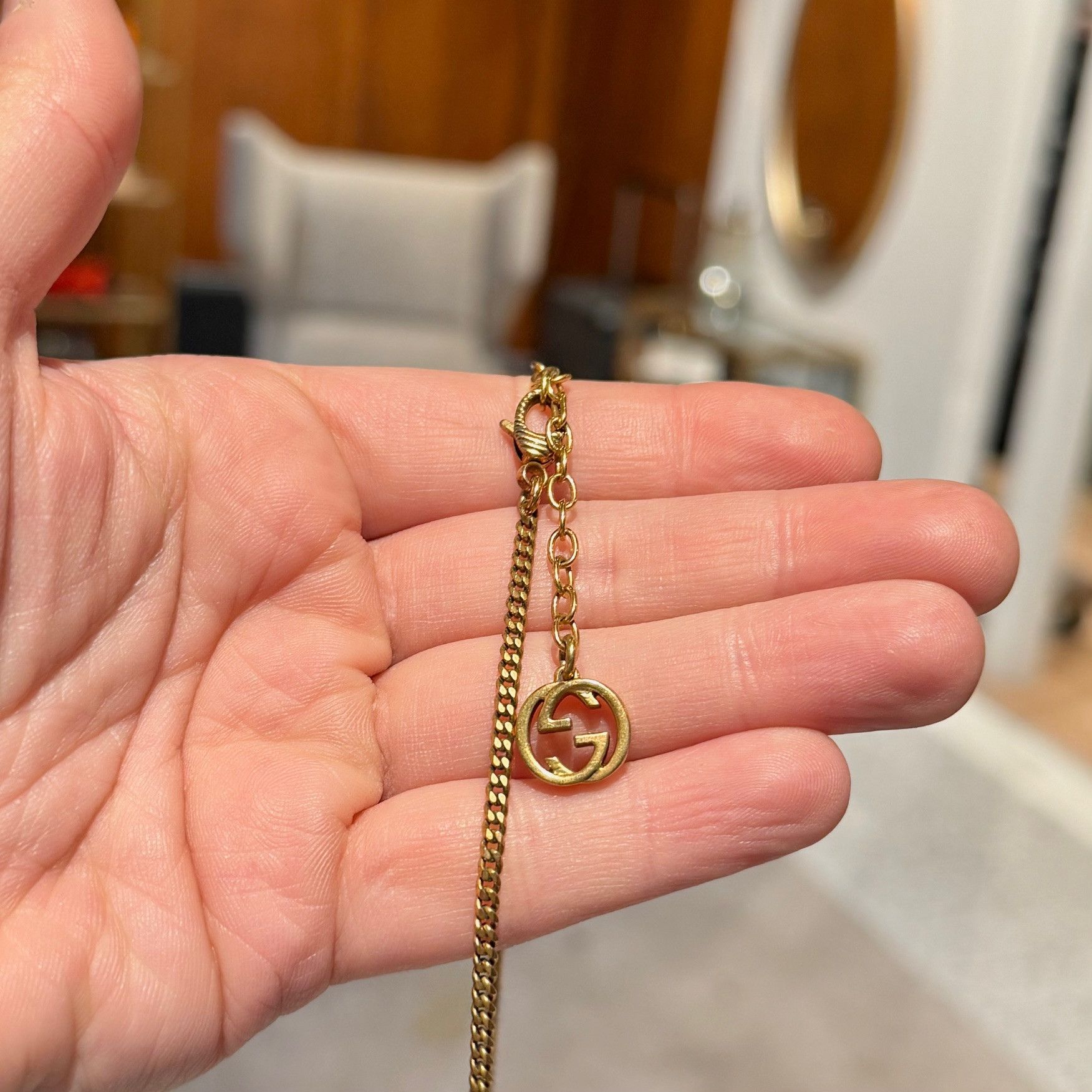 Gucci Gucci Crystal Multicolour LOVED Gold Chain Necklace Size ONE SIZE - 10 Thumbnail