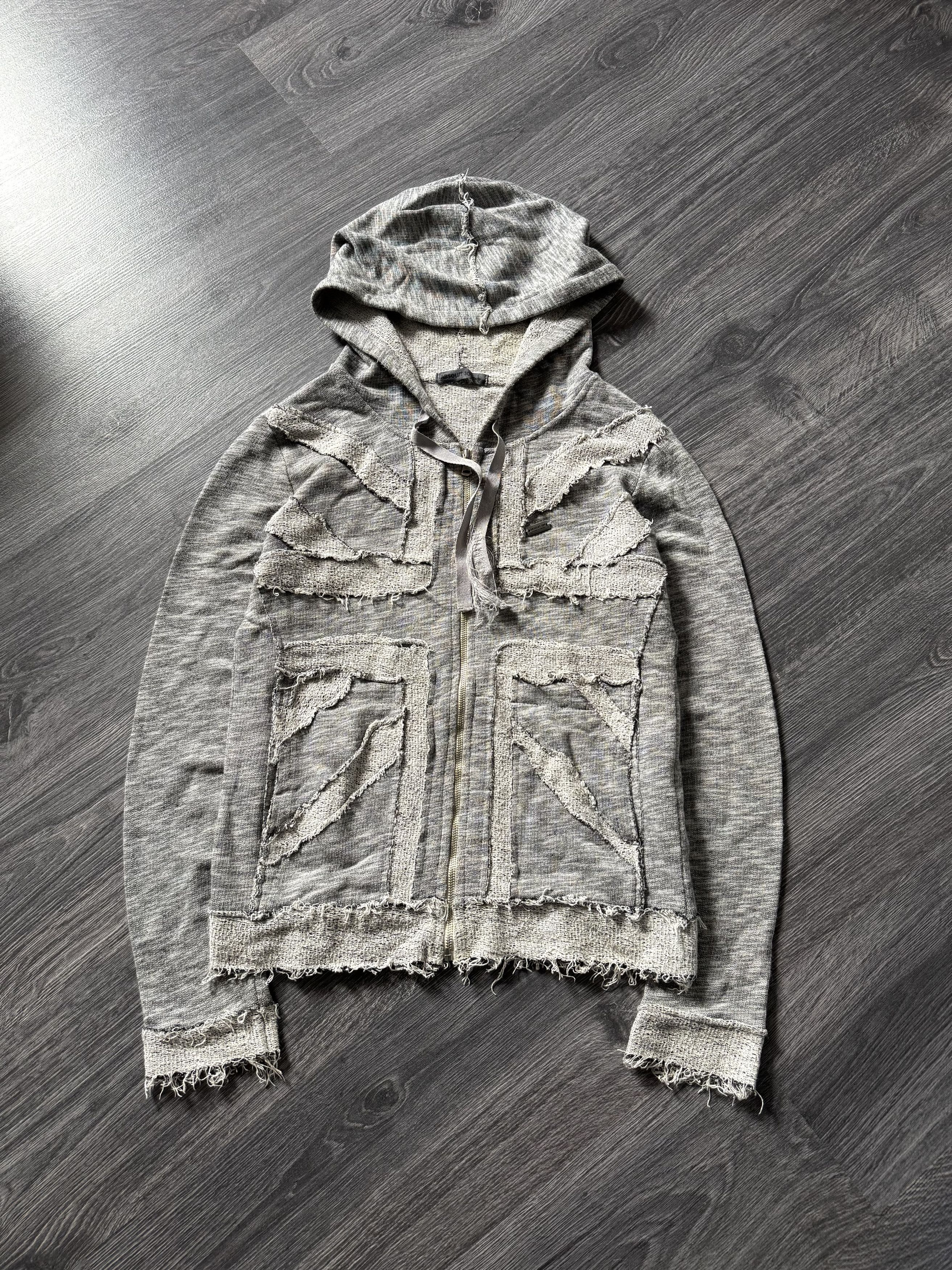 Pre-owned Avant Garde Crazy Y2k Japanese Style Distressed Zip Hoodie Sweater