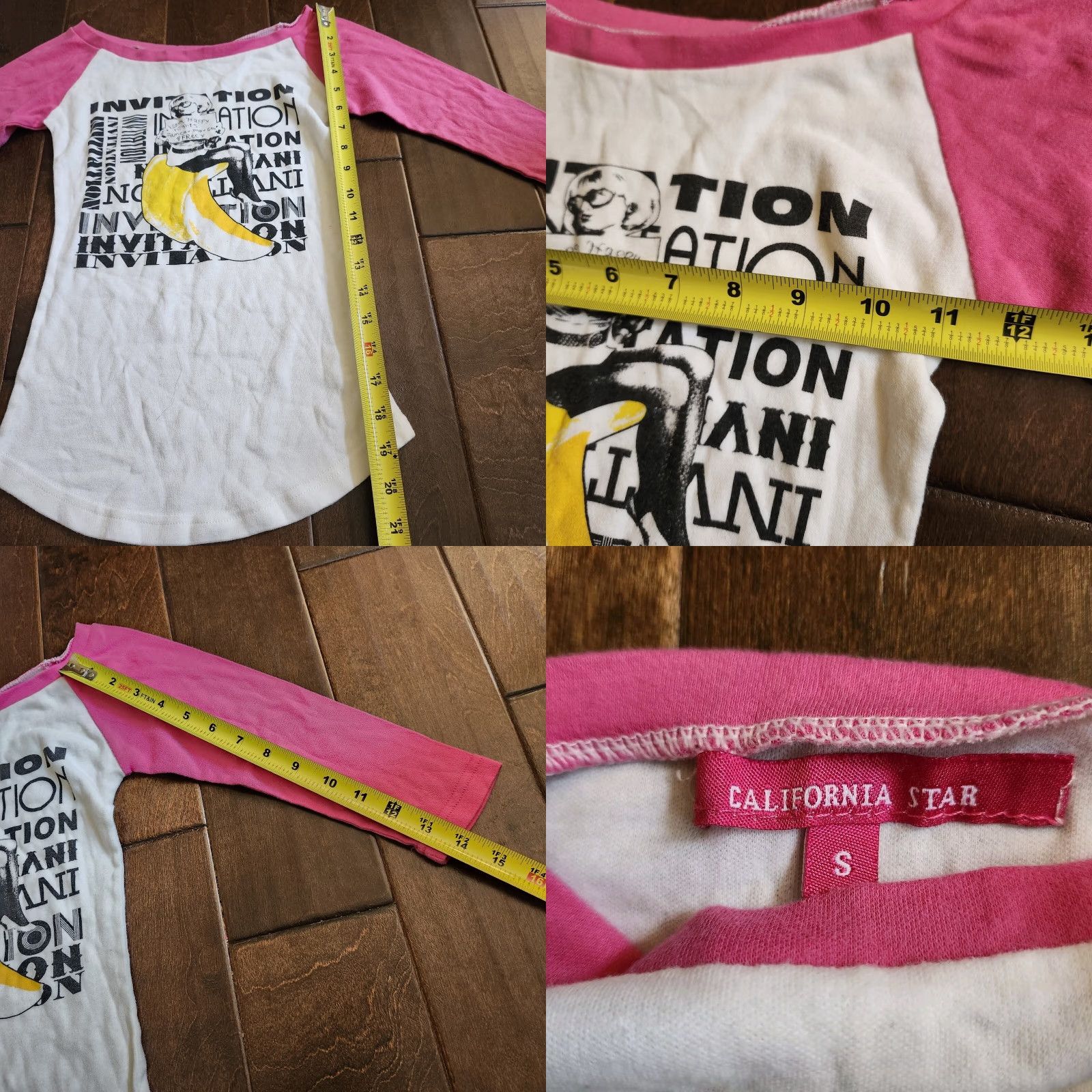 Vintage California Star Women's Shirt 3/4 Sleeve S Pink Juniors Crew Neck T-Shirt - All Seasons, Casual Size S / US 4 / IT 40 - 8 Thumbnail