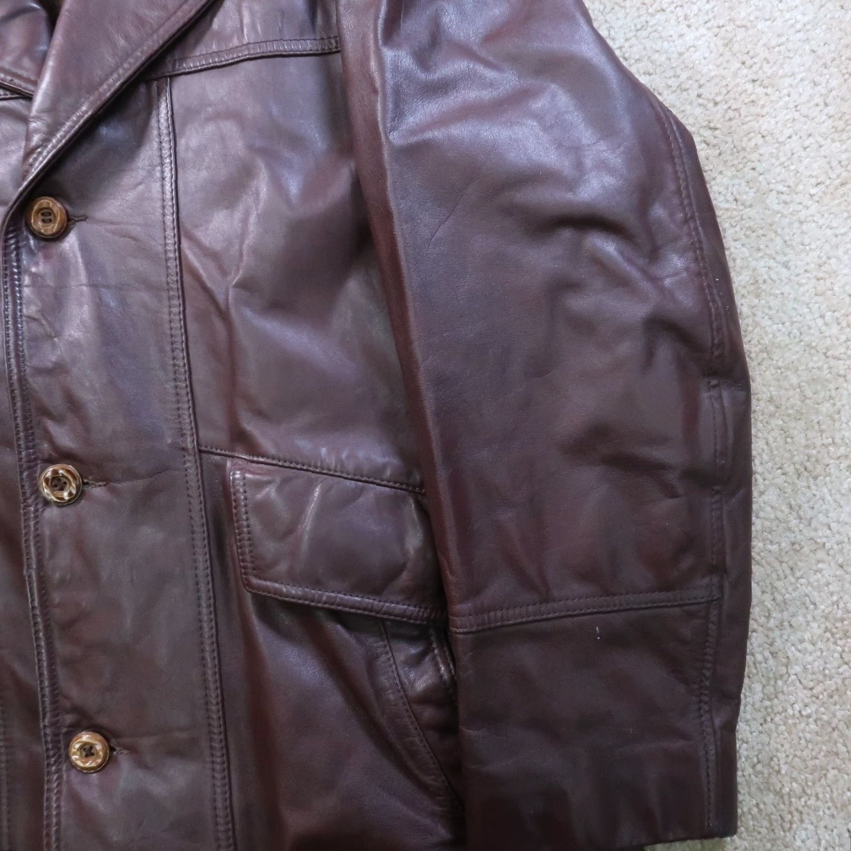 Vintage VINTAGE Field & Stream Leather Coat Jacket Men's 44 Brown Overcoat Mid-Length Zip Button Lined Polyester 90s Classic Mens Size US S / EU 44-46 / 1 - 7 Thumbnail