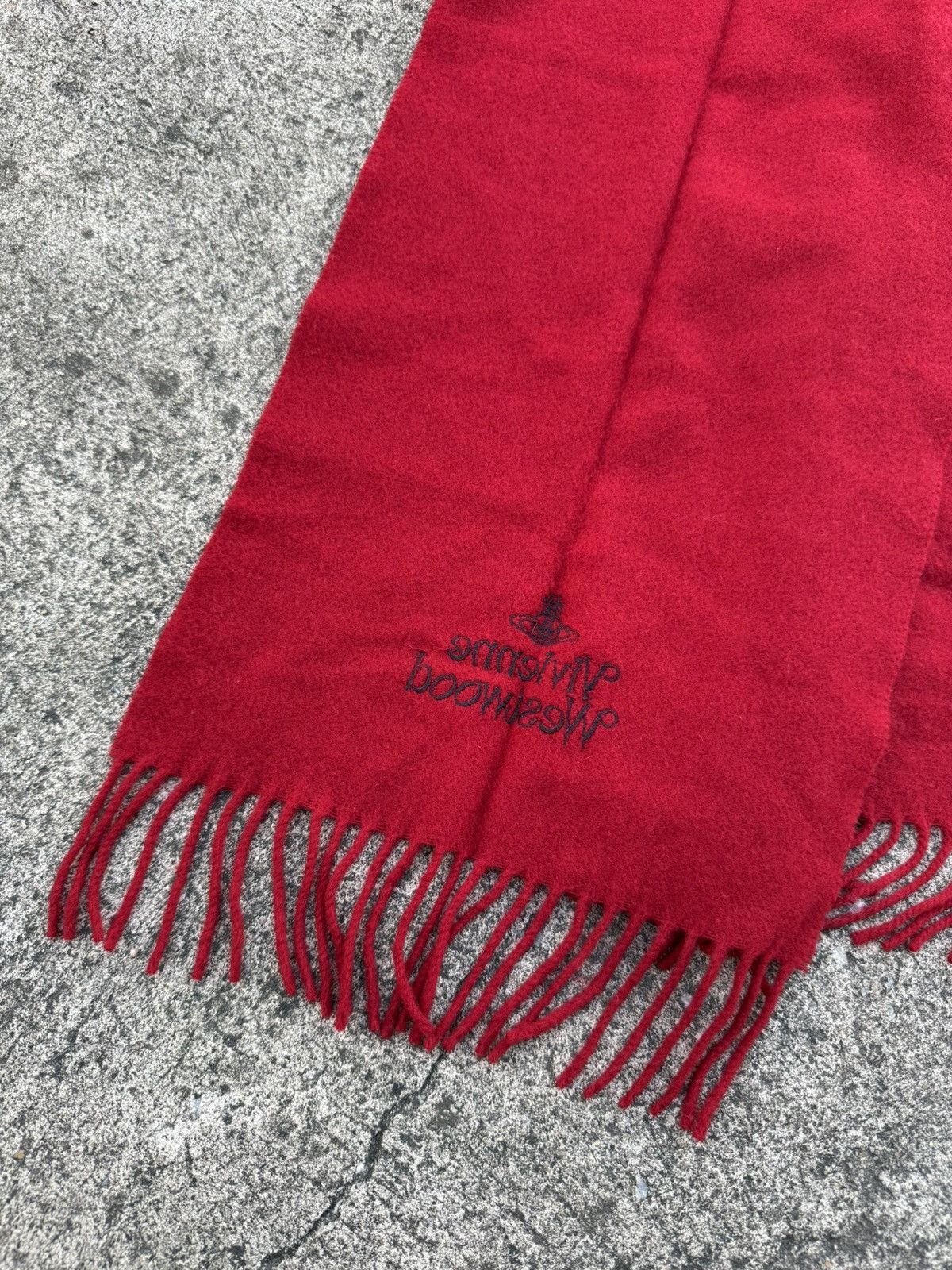 Vivienne Westwood Vivienne Westwood Logo Wool Red Scarf Size ONE SIZE - 3 Thumbnail
