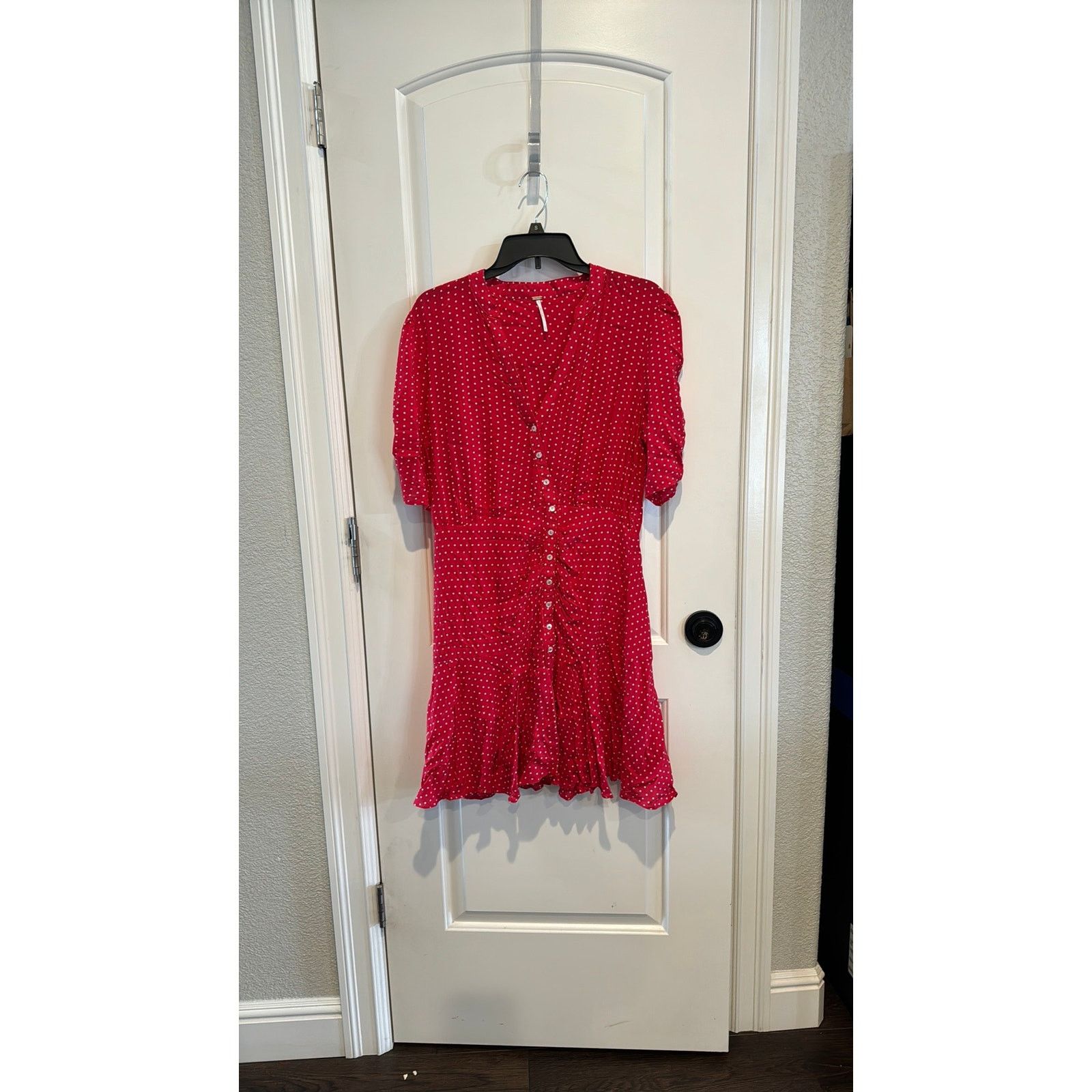 Free People Free People Pipa Short Sleeve retro mini dress red polka dot Size L / US 10 / IT 46 - 2 Thumbnail