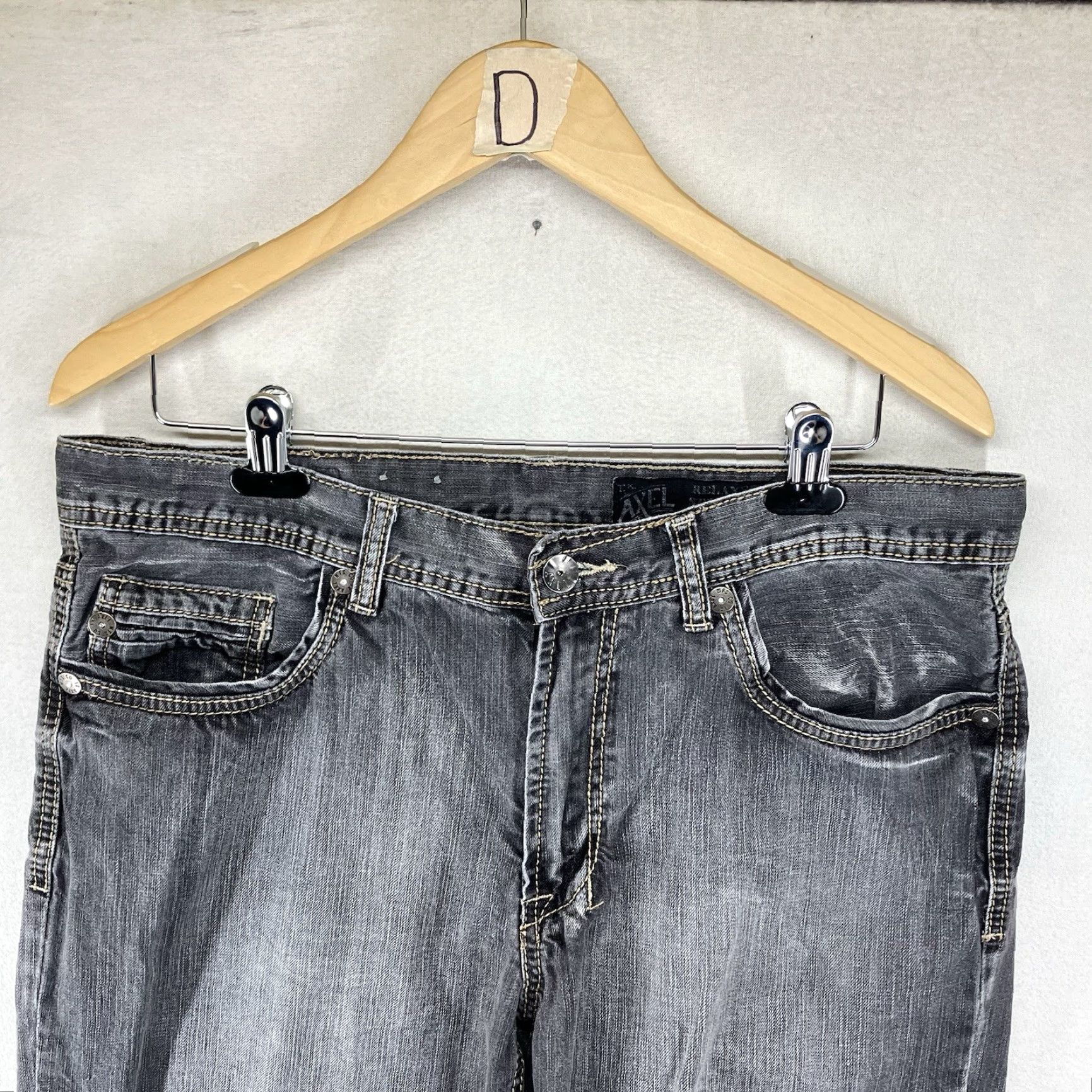 Denime VINTAGE Black Rock Gray Denim Jeans Men Relaxed Straight 34x29 90s Biker Style Size US 34 / EU 50 - 3 Thumbnail