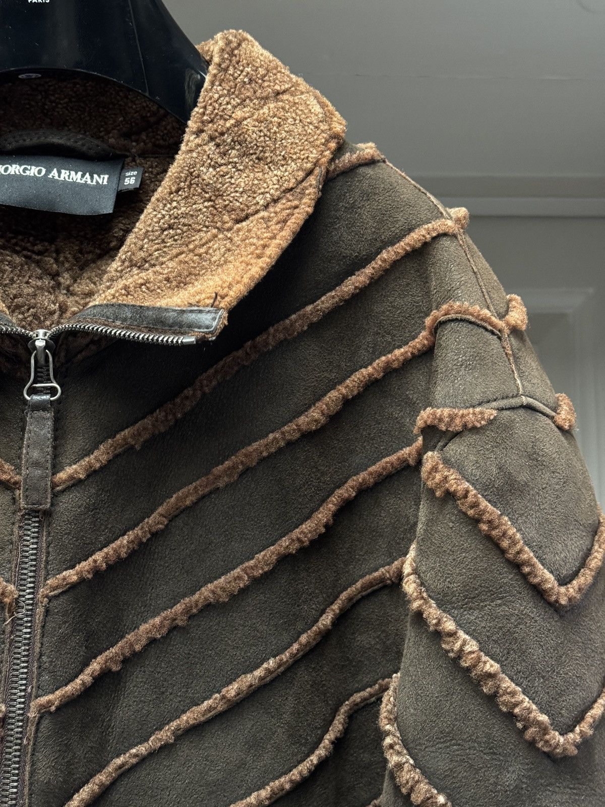 Giorgio Armani Giorgio Armani Men’s Lambskin Shearling Brown Leather Jacket Size US XL / EU 56 / 4 - 6 Thumbnail
