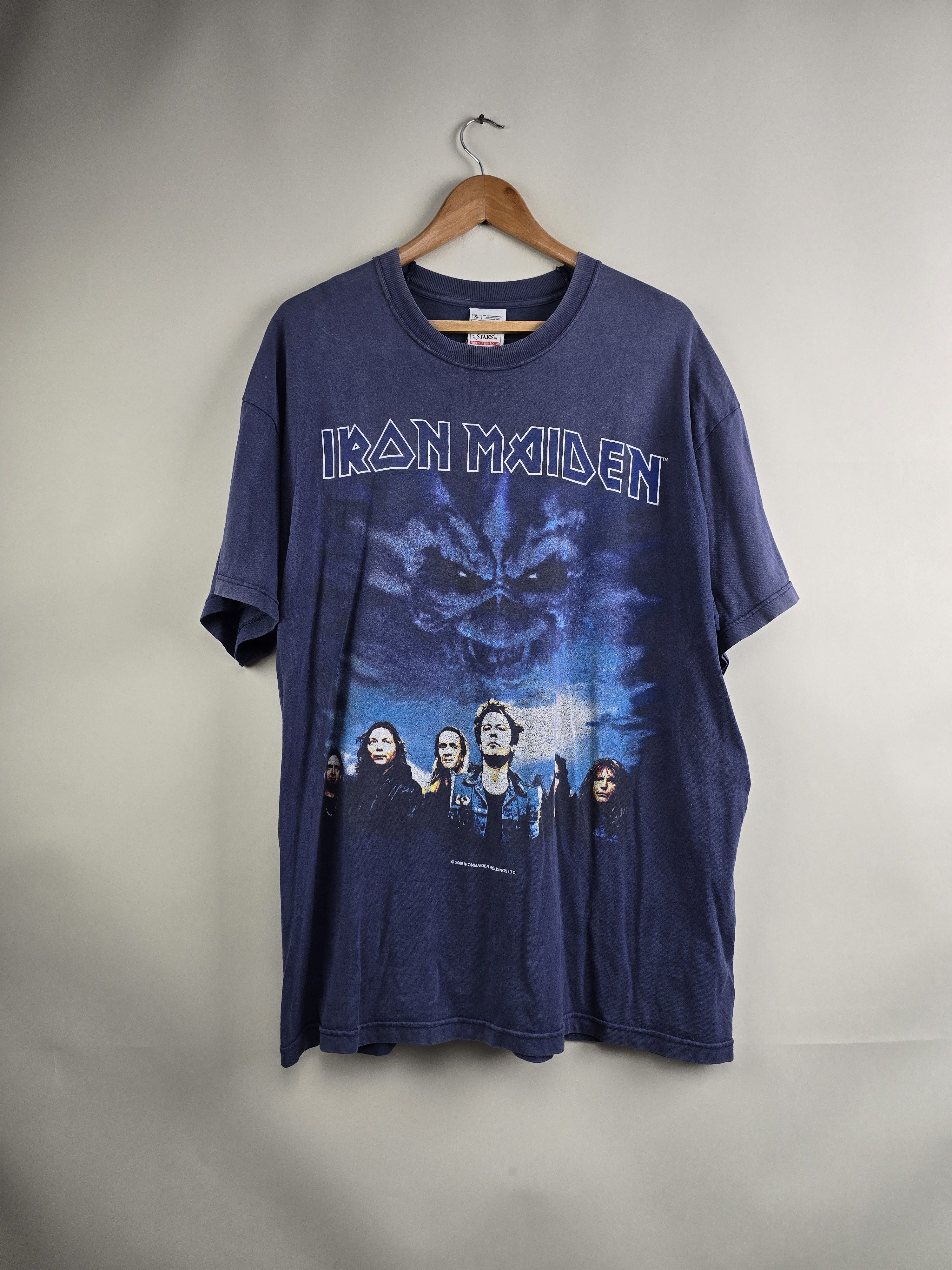 image of Band Tees x Iron Maiden 2000 Iron Maiden Brave New World XL 23" 31" in Blue, Men's