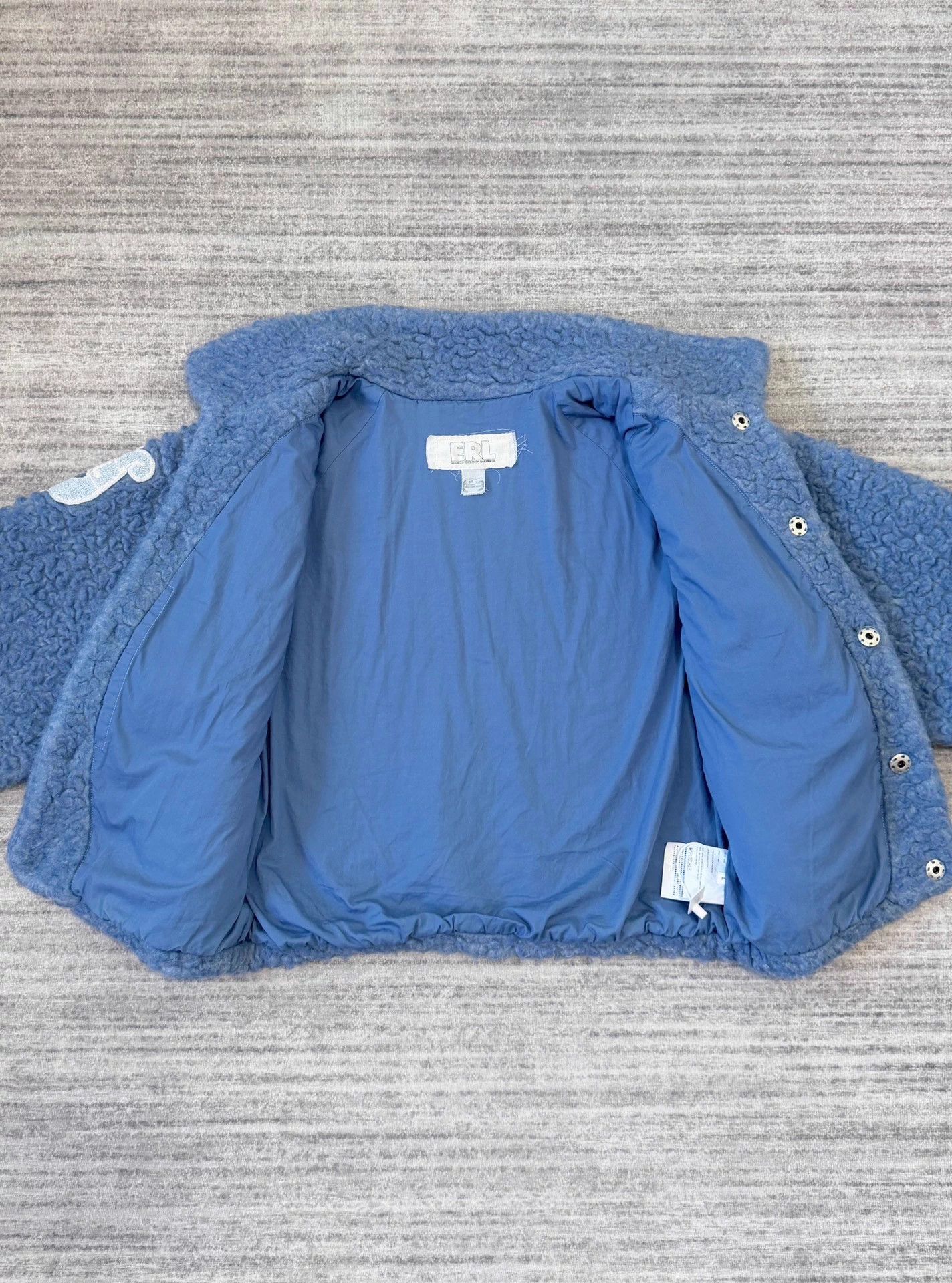 ERL ERL Blue Fleece & Lamb Wool Embroidered Varsity Jkt Size L / US 10 / IT 46 - 3 Thumbnail