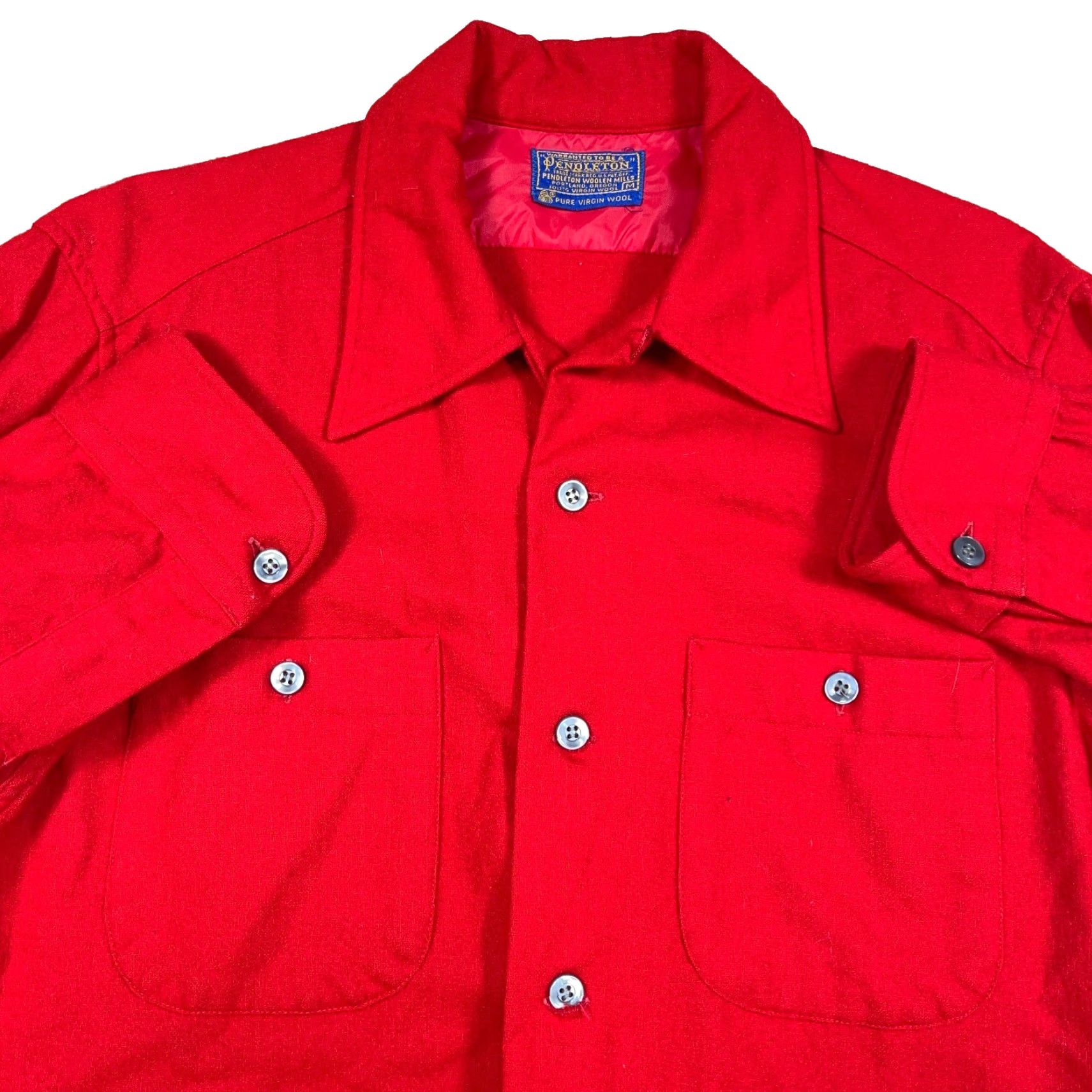 Pendleton VINTAGE Pendleton Shirt Men M Red Wool Button-Up Collared - 70s 80s Camp Shirt, Solid, 80s, Modern, Classic, Preppy Size US M / EU 48-50 / 2 - 2 Thumbnail