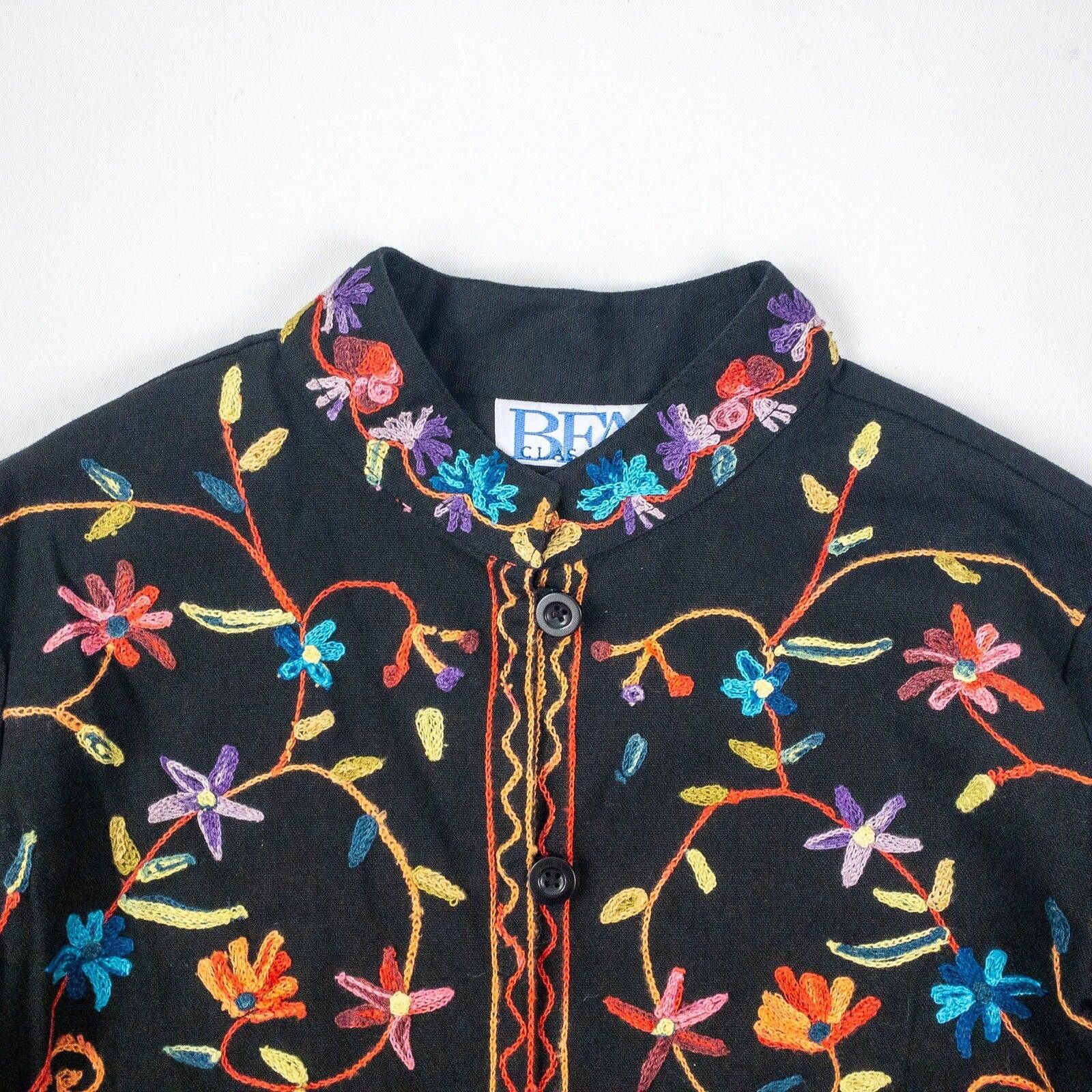 Other BFA Classics Black Embroidered Flower Jacket Womens Medium Size M / US 6-8 / IT 42-44 - 3 Thumbnail
