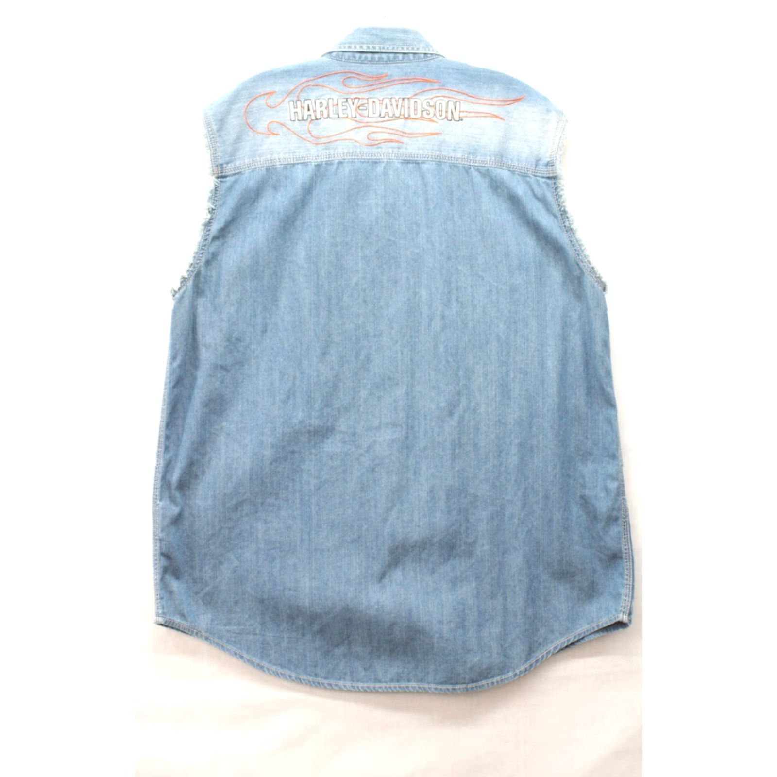 Harley Davidson VINTAGE Harley-Davidson Shirt Women's L Sleeveless Button Embroidered Chambray Size L / US 10 / IT 46 - 4 Thumbnail