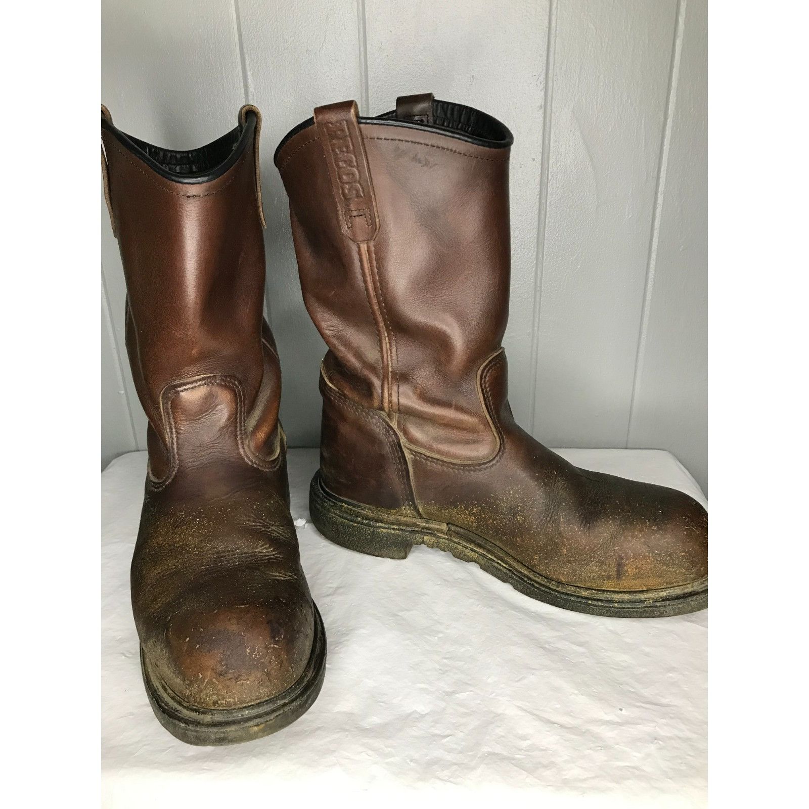 Red Wing Pecos Boots Mens Size 11 Brown Leather Work Oil Sli