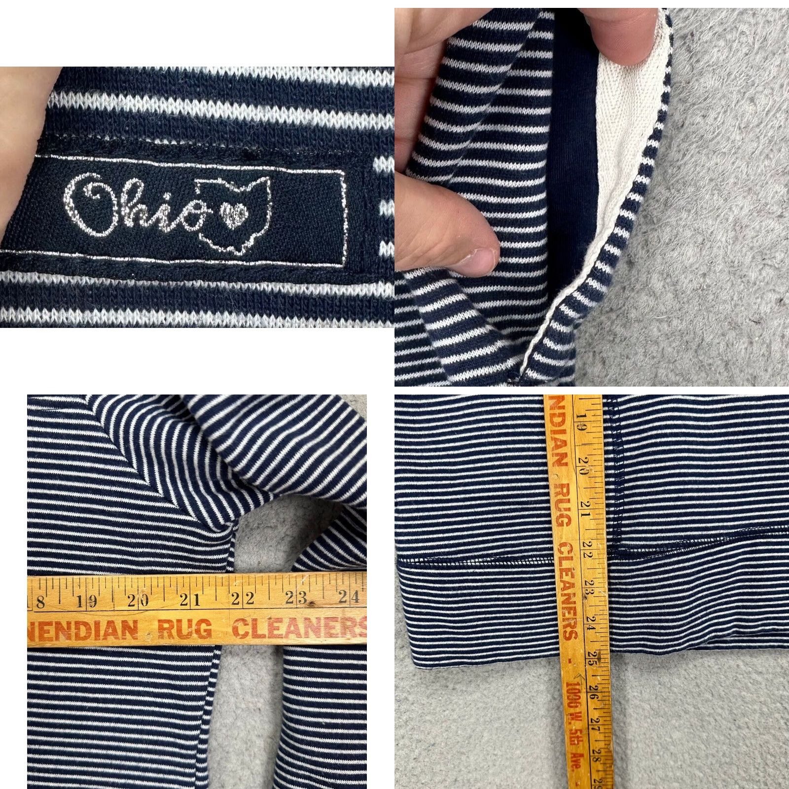 Vintage State Of Mind Womens Medium Blue Stripe Organic Cotton Blend Pullover Sweatshirt Mock Neck Pullover Sweatshirt Size M / US 6-8 / IT 42-44 - 8 Thumbnail