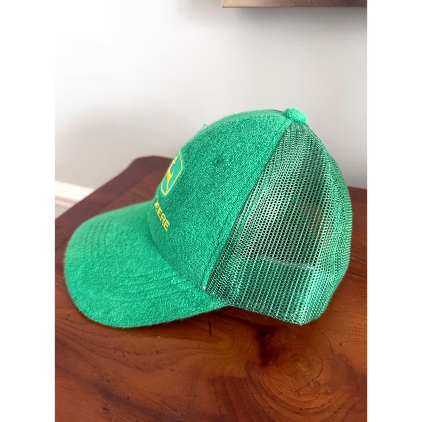John Deere Vintage John Deere Green MPC Promotions Snapback Hat Terry Cloth Trucker Adjustable Green Logo 90s Mens Size ONE SIZE - 2 Thumbnail