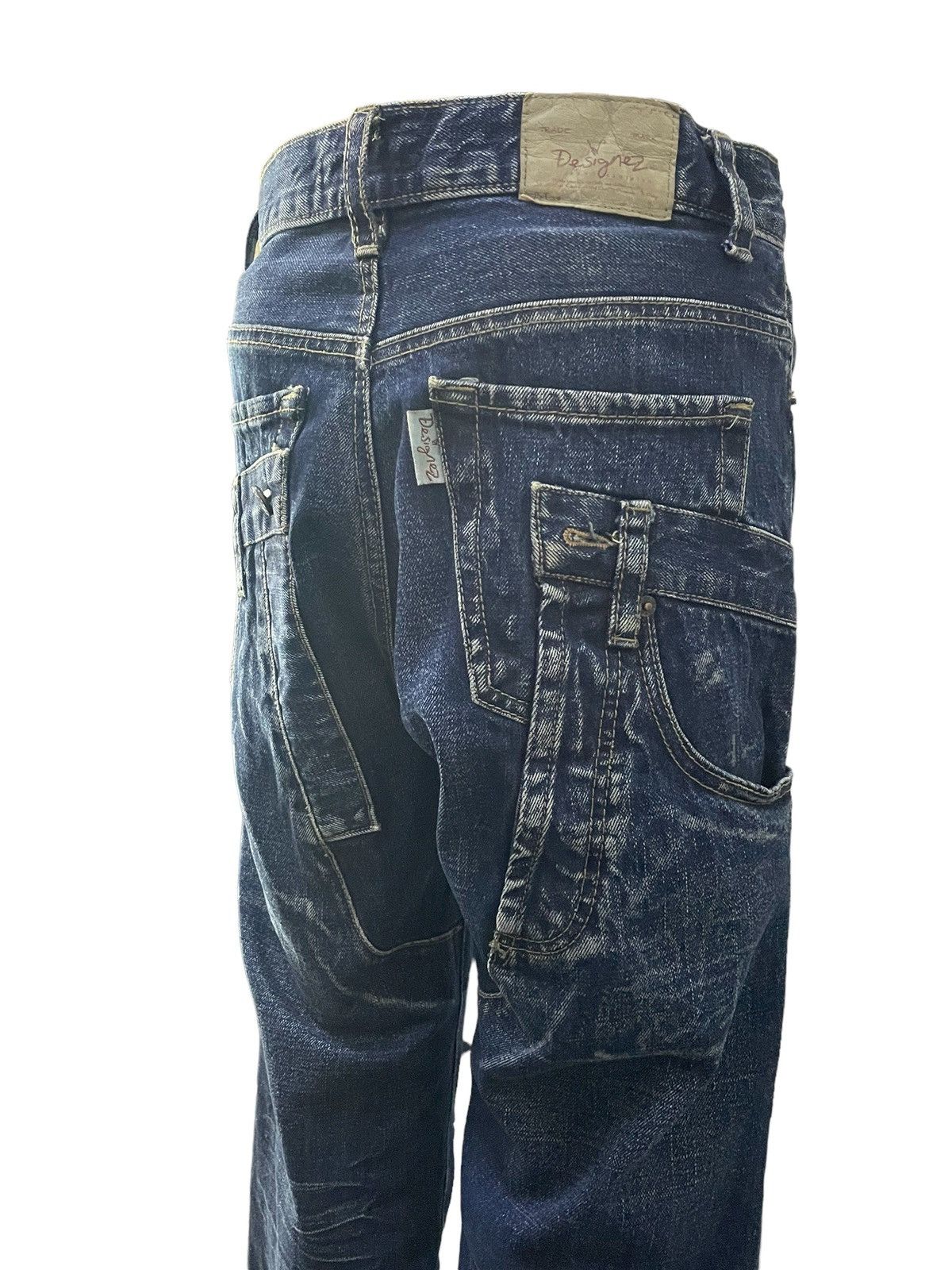 Japanese Brand Designez Japan Asymmetrical illustration Back At Front Jeans Size US 31 - 7 Thumbnail