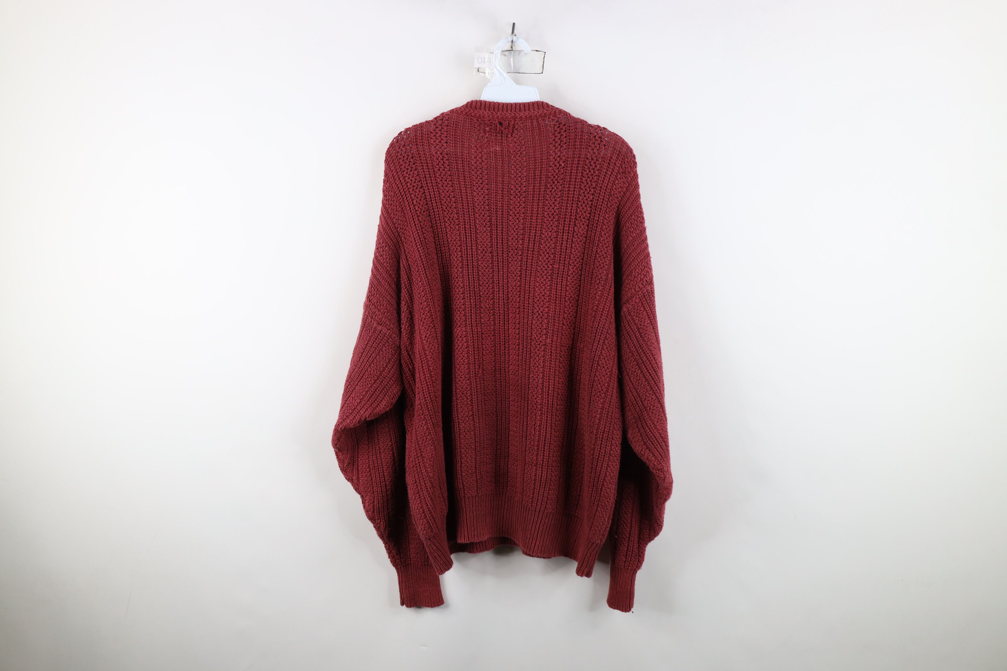 Vintage Vintage 90s Streetwear Blank Chunky Ribbed Knit Sweater Red Size US XXL / EU 58 / 5 - 10 Thumbnail