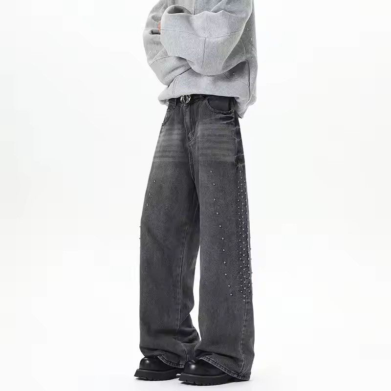 Japanese Brand 🔥 RARE Y2K Light Wash Wide Leg Embellished Jeans Size US 27 - 1 Thumbnail