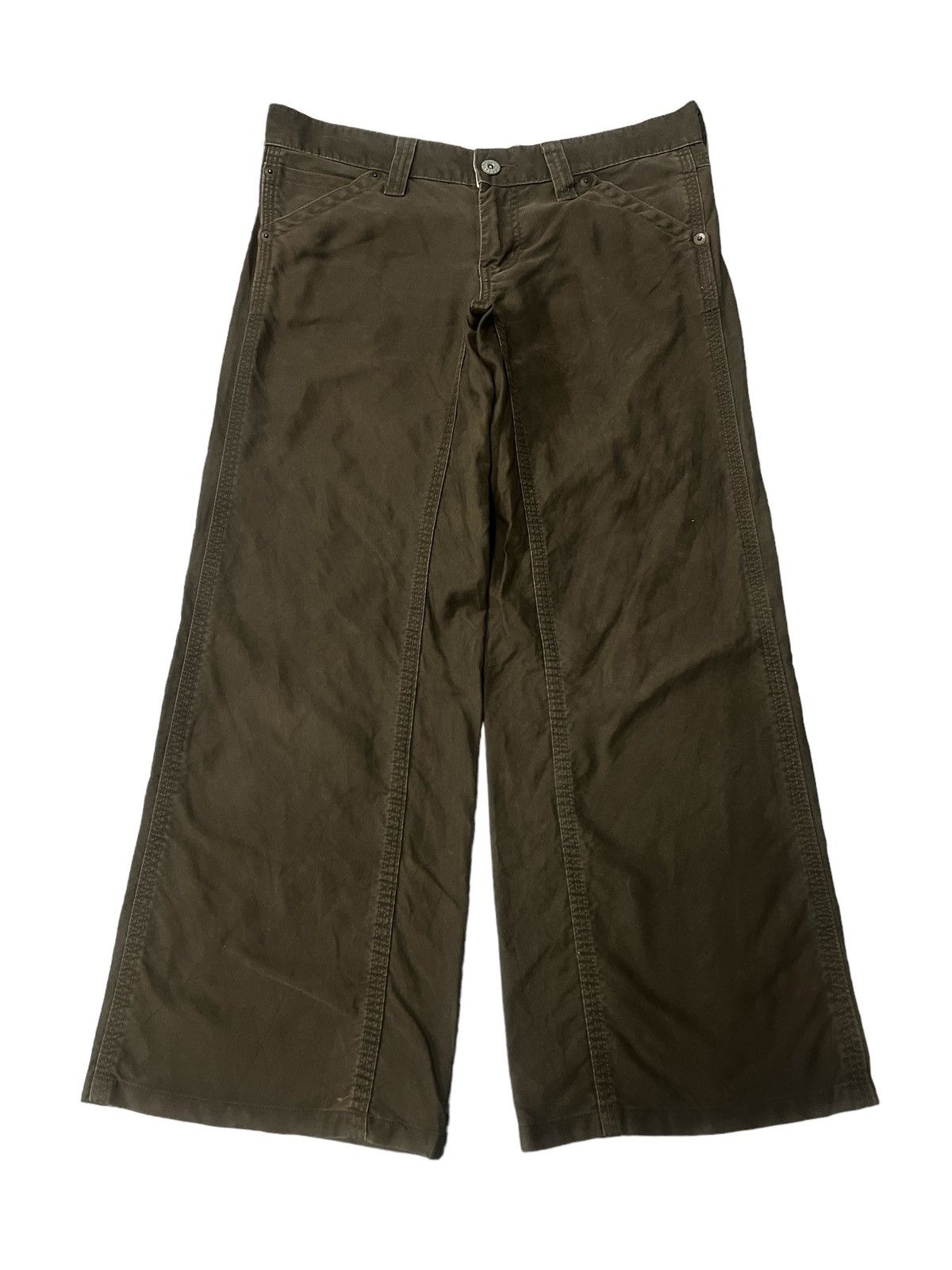 image of Designer Baggyuniqlo Low Rise Cotton Pant in Brown, Men's (Size 32)