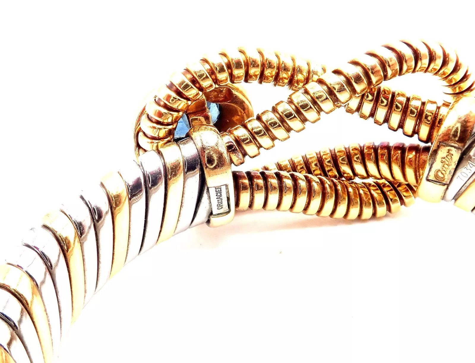 Cartier 18k Yellow Gold Steel London Blue Topaz Bracelet Size ONE SIZE - 6 Thumbnail