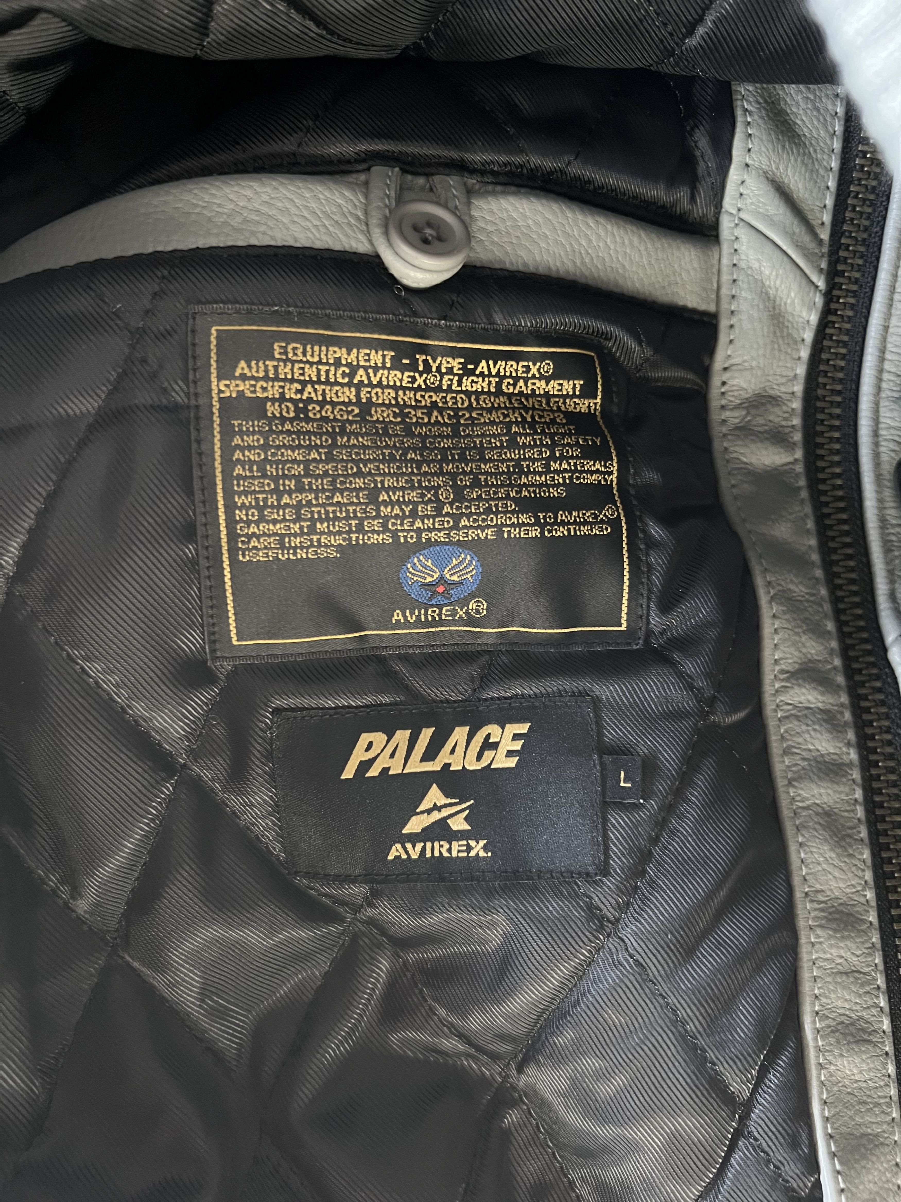 Avirex × Palace Palace Avirex Leather Jacket in Grey Size US L / EU 52-54 / 3 - 12 Thumbnail