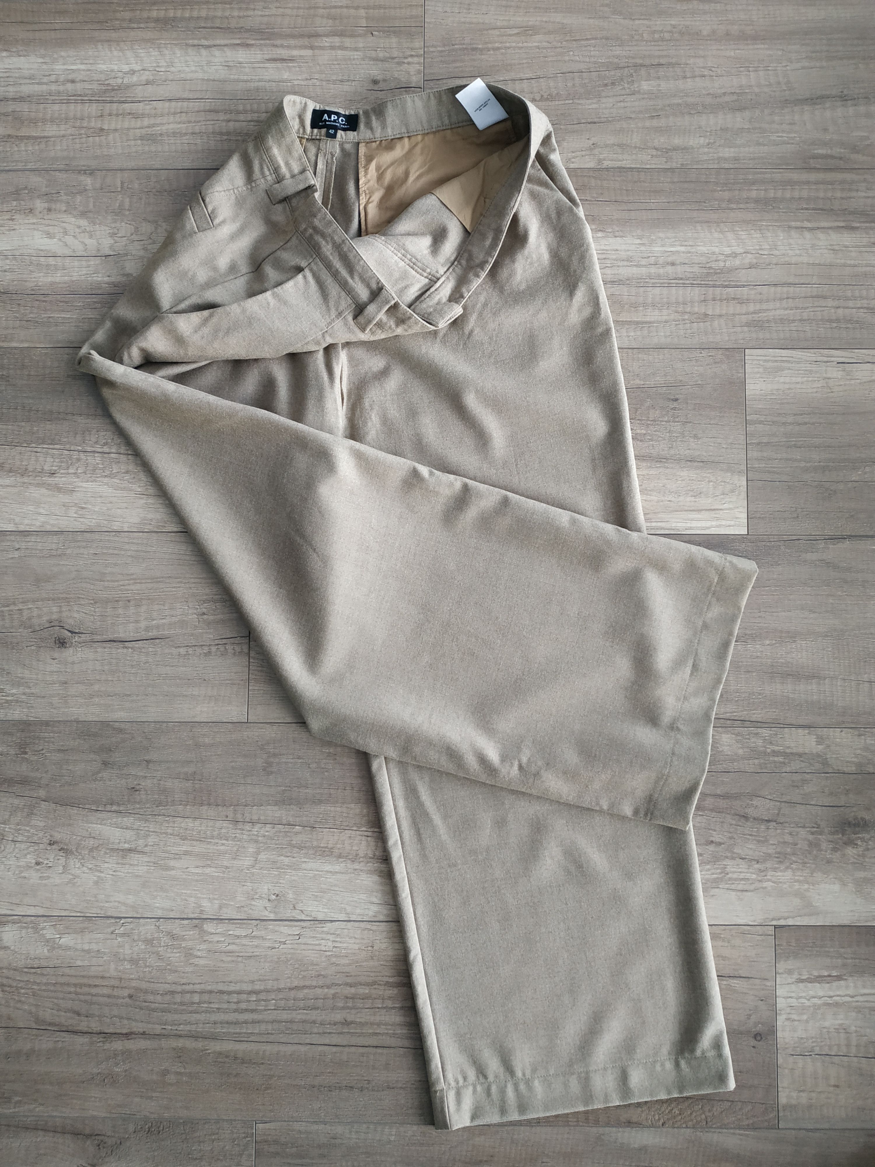 A.P.C. × Designer A.P.C. Paris Women's Wool Beige Chino Pants, s. 42 (XL) Size 30" / US 8 / IT 44 - 4 Thumbnail