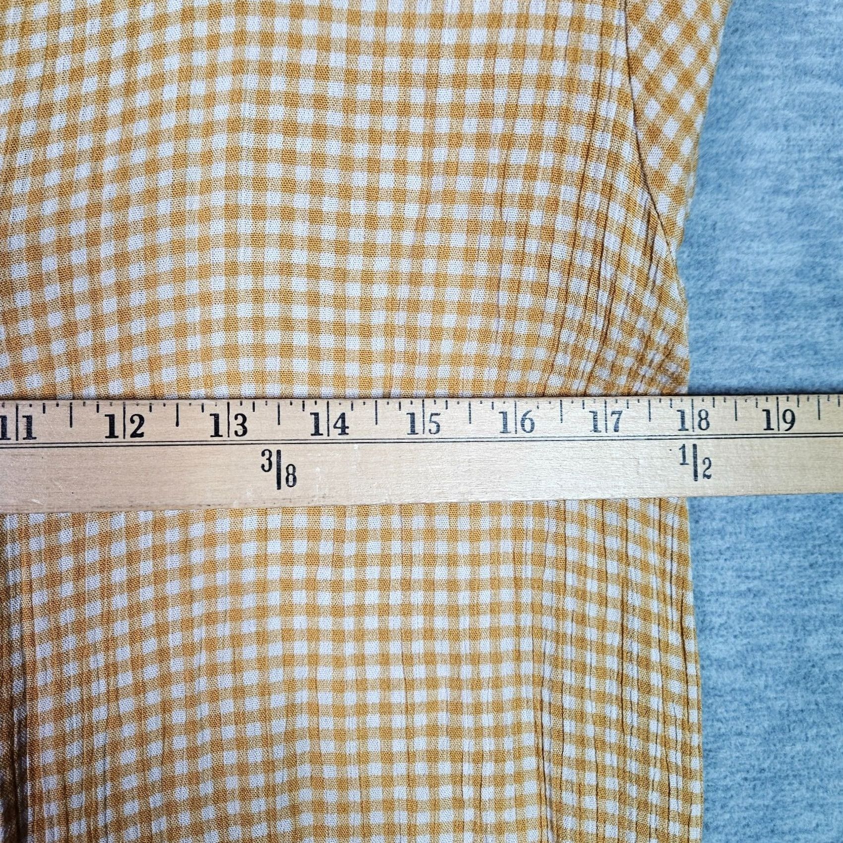 Vintage LA Relaxed Womens Dress Gingham Yellow Viscose Short Sleeve Button Front A-Line Casual Above the Knee Adult Small Size S / US 4 / IT 40 - 7 Thumbnail