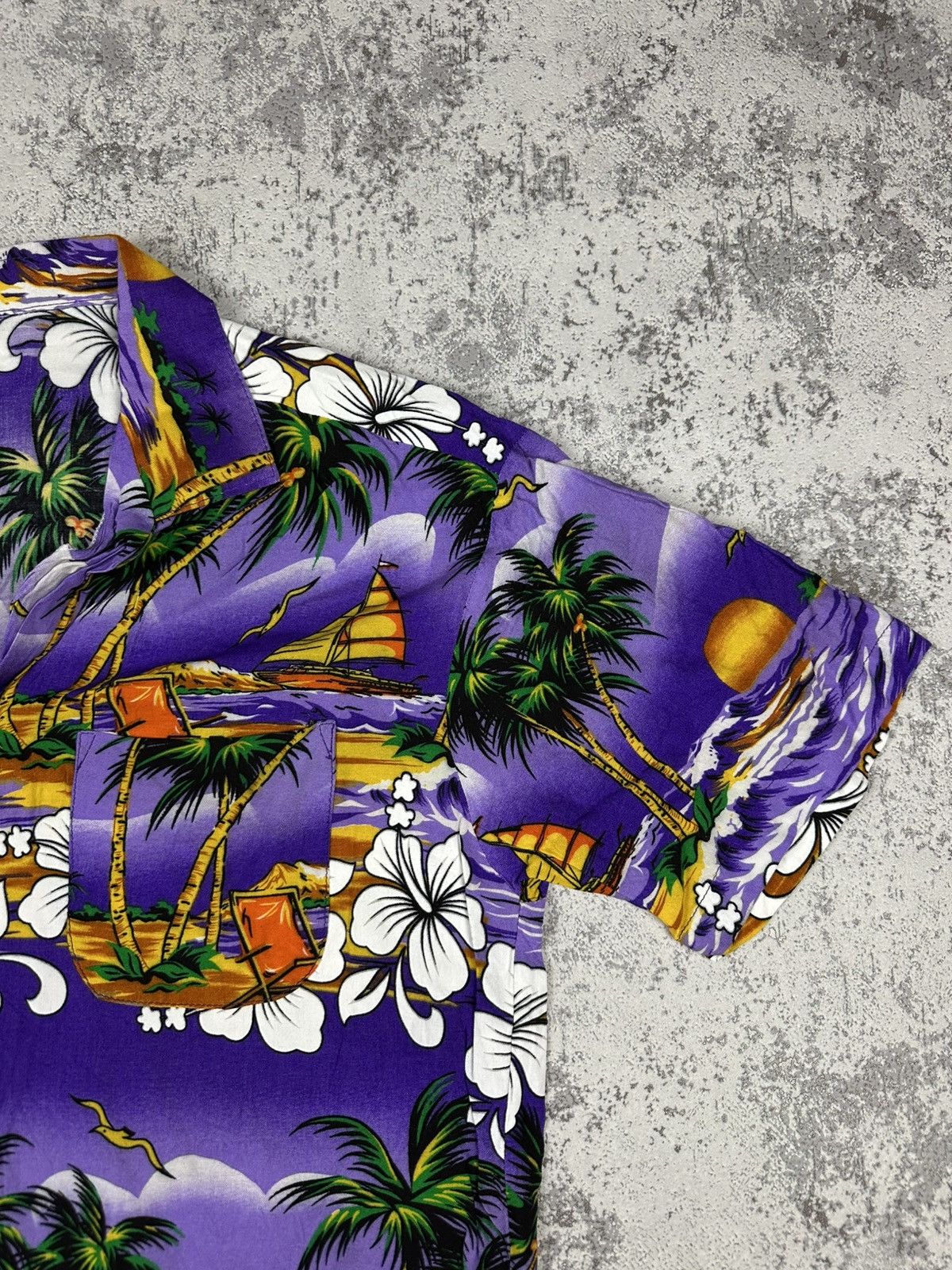 Japanese Brand Vintage Hawaiian Shirt Purple Sunset Island Vibes Size US M / EU 48-50 / 2 - 4 Thumbnail