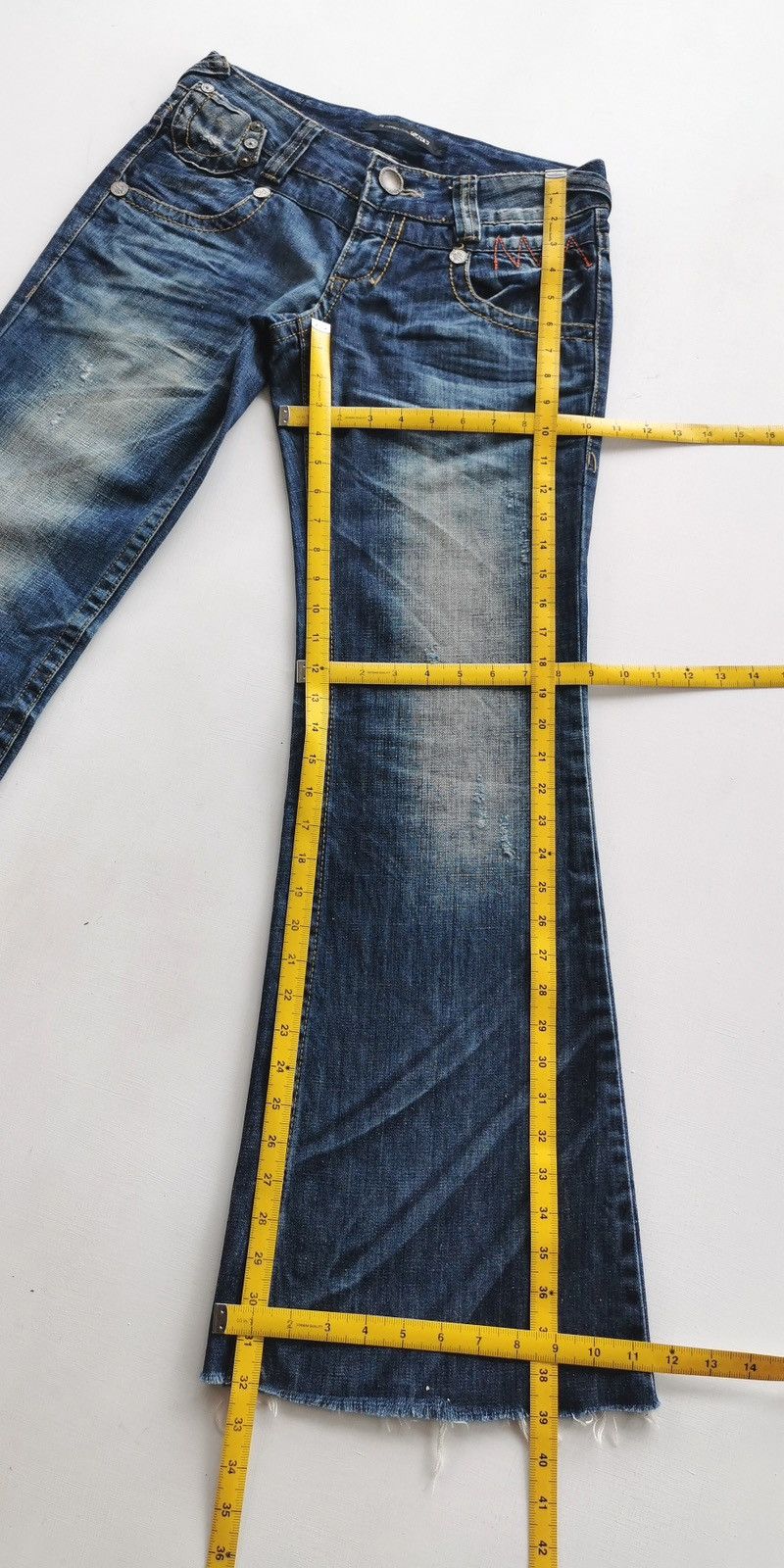 Kapital Wide Flare Lolita Distressed Denim Jeans Size 29" - 12 Thumbnail