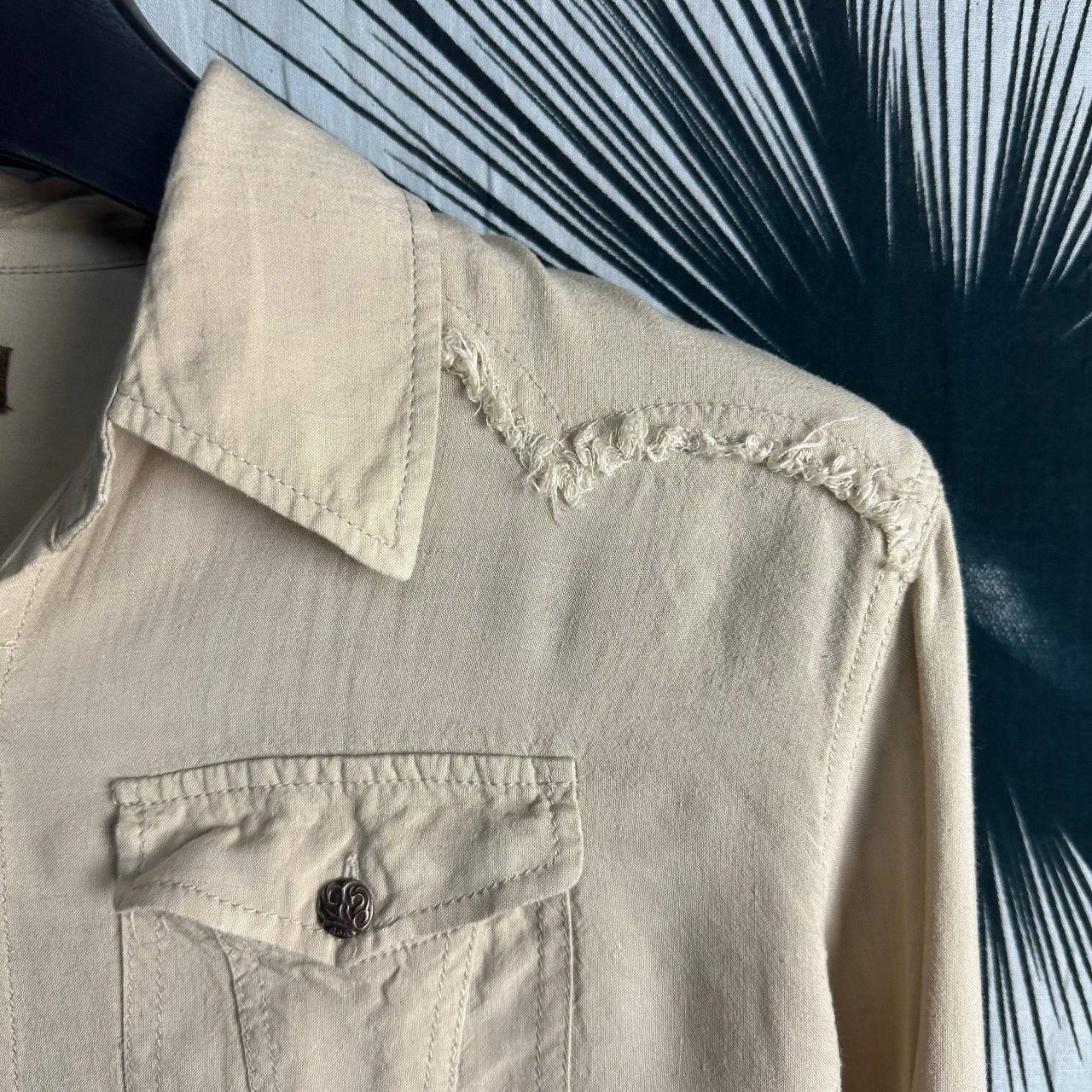 Archive GOA Distressed Metal Button Crinkle Western Shirt