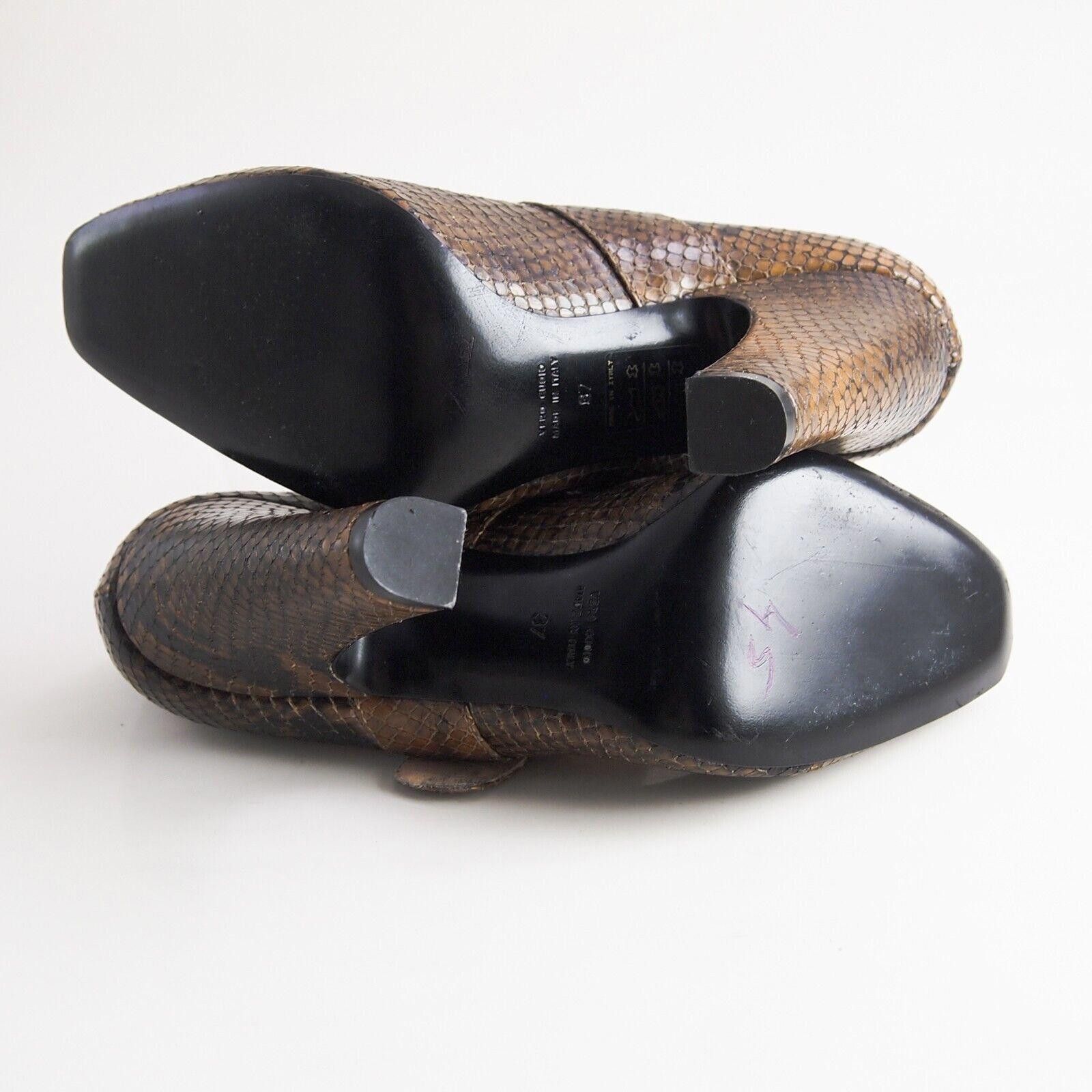 Designer Gaia D'Este Mary Jane Heels Brown Python Buckle US 7 EU 37 Size US 7 / IT 37 - 7 Thumbnail